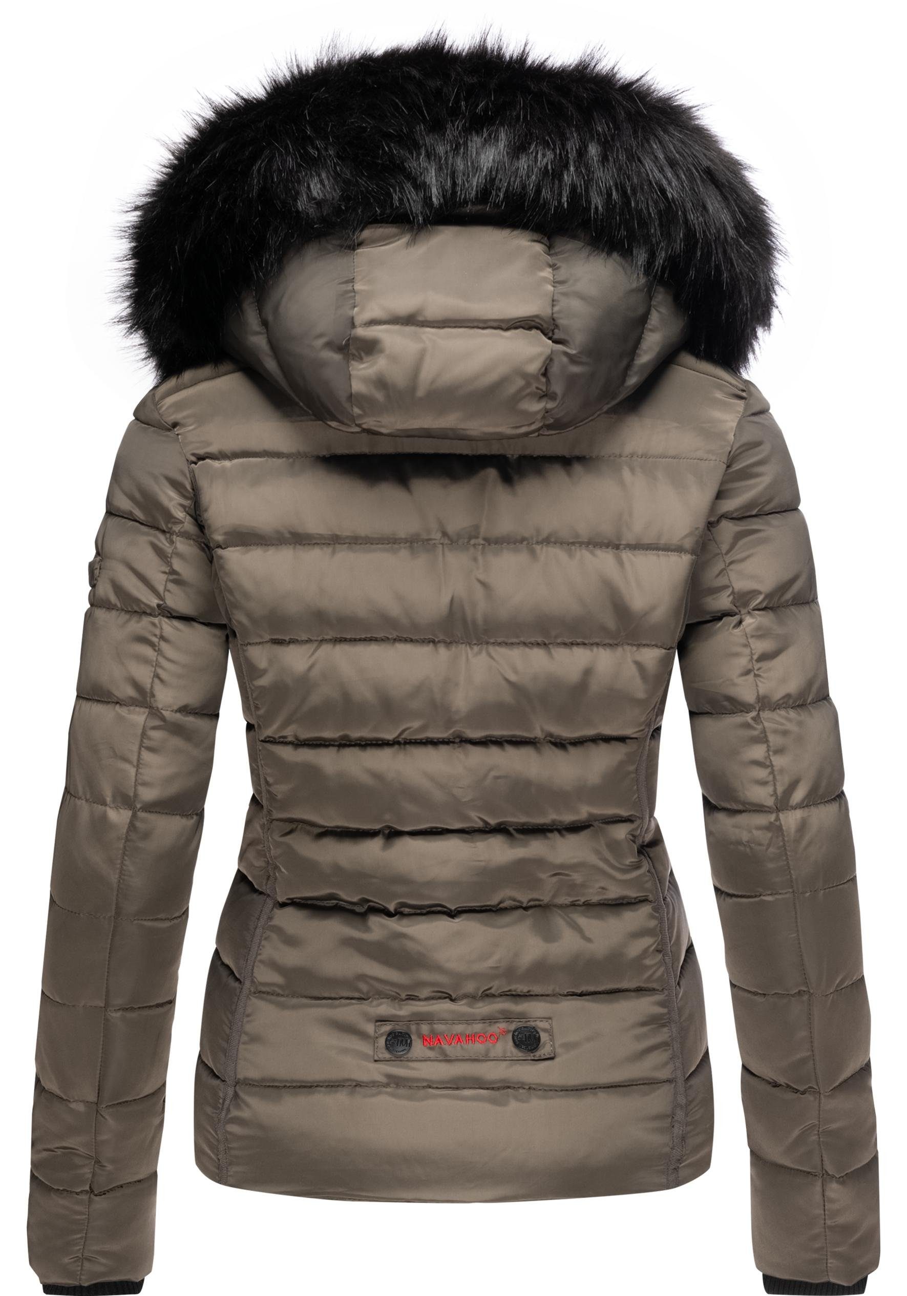 Navahoo Steppjacke Miamor hochwertige Winterjacke m. voluminöser Kunstpelz-Kapuze