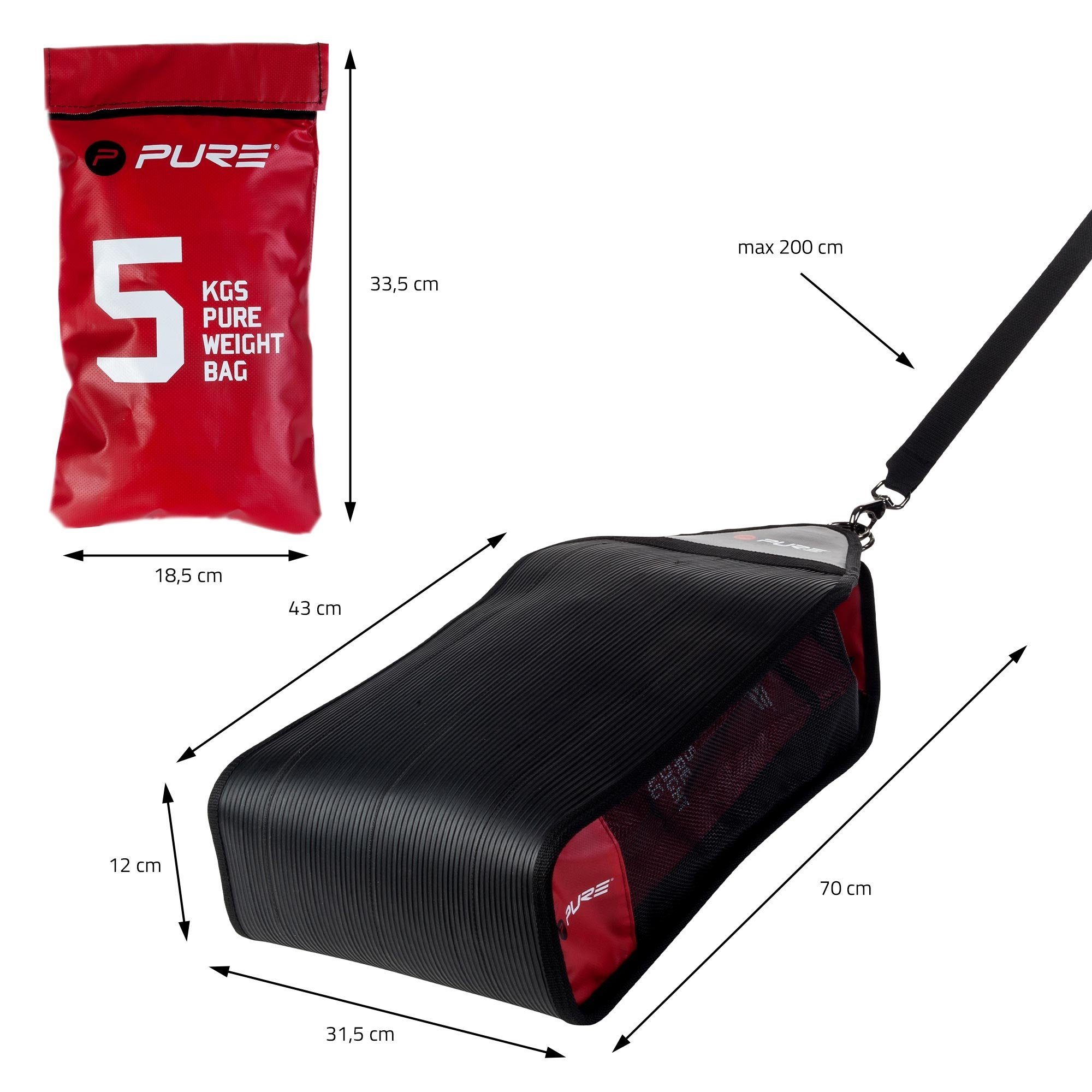 Pure 2 Improve Gewichtssack Sprintsack Schwarz/Rot inkl. Sandsack 3x5kg