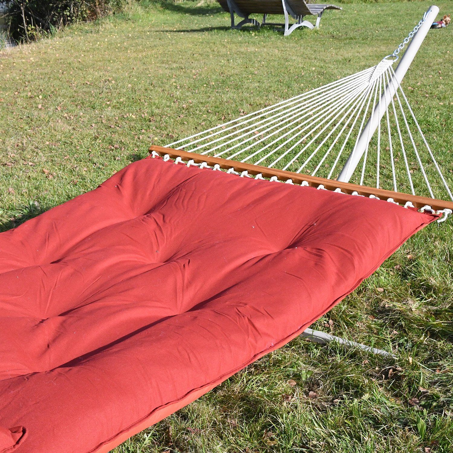 HOPLO Stabhängematte Kingsize Stabhängematte Stablänge 140 cm hellrot/rot gefüttert Olefin, Wetterfestes Material