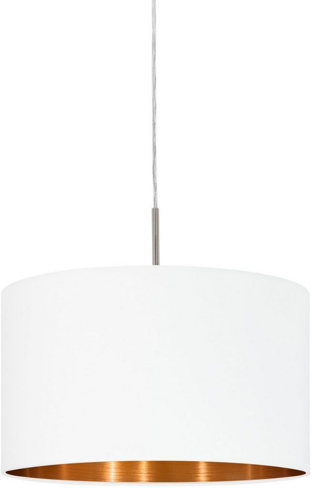 EGLO Hängeleuchte PASTERI, Leuchtmittel wechselbar, ohne Leuchtmittel, weiß  / Ø38 x H110 cm / exkl. 1 x E27 (je max. 60W) / Lampe aus Stoff,  Durchmesser: ca. 38 cm