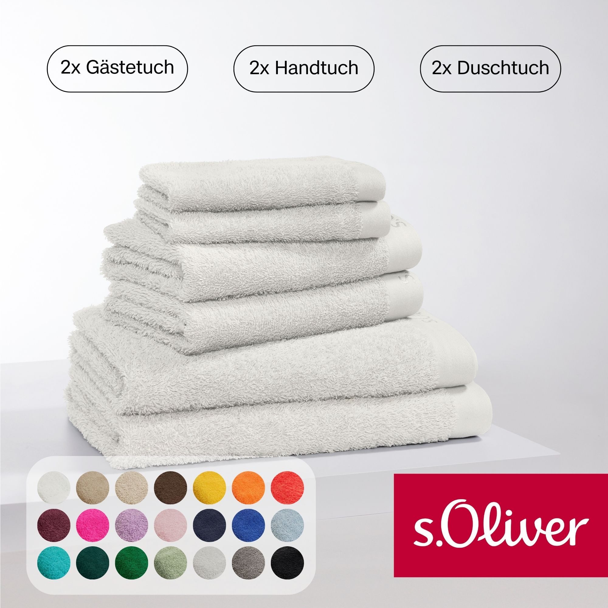 s.Oliver Handtuch Set s.Oliver, Premium Qualität, 600 gr/m², Walkfrottier (Set, 6-St), 2 Gästetücher 30x50, 2 Полотенца 50x100, 2 Duschtücher 70x140