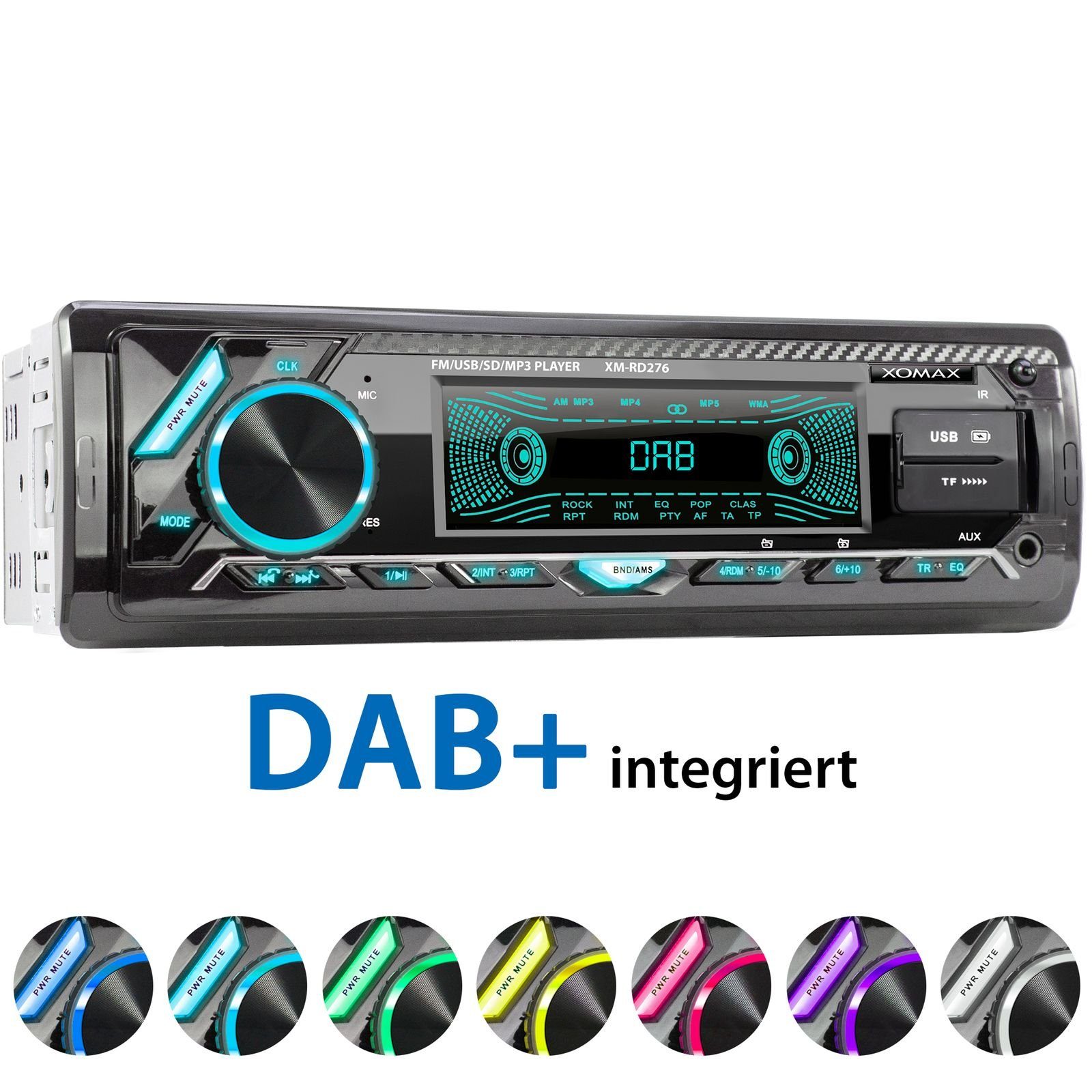 XM-RD276 DIN plus, 1 Autoradio DAB+ SD, XOMAX Bluetooth, mit 2x USB, Autoradio AUX,