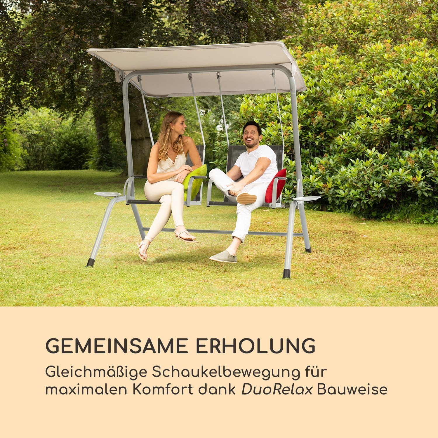 blumfeldt Doppelschaukel Bel Air Duo Swing, Gemeinsame Erholung: gleichmäßige Schaukelbewegung für max. Komfort