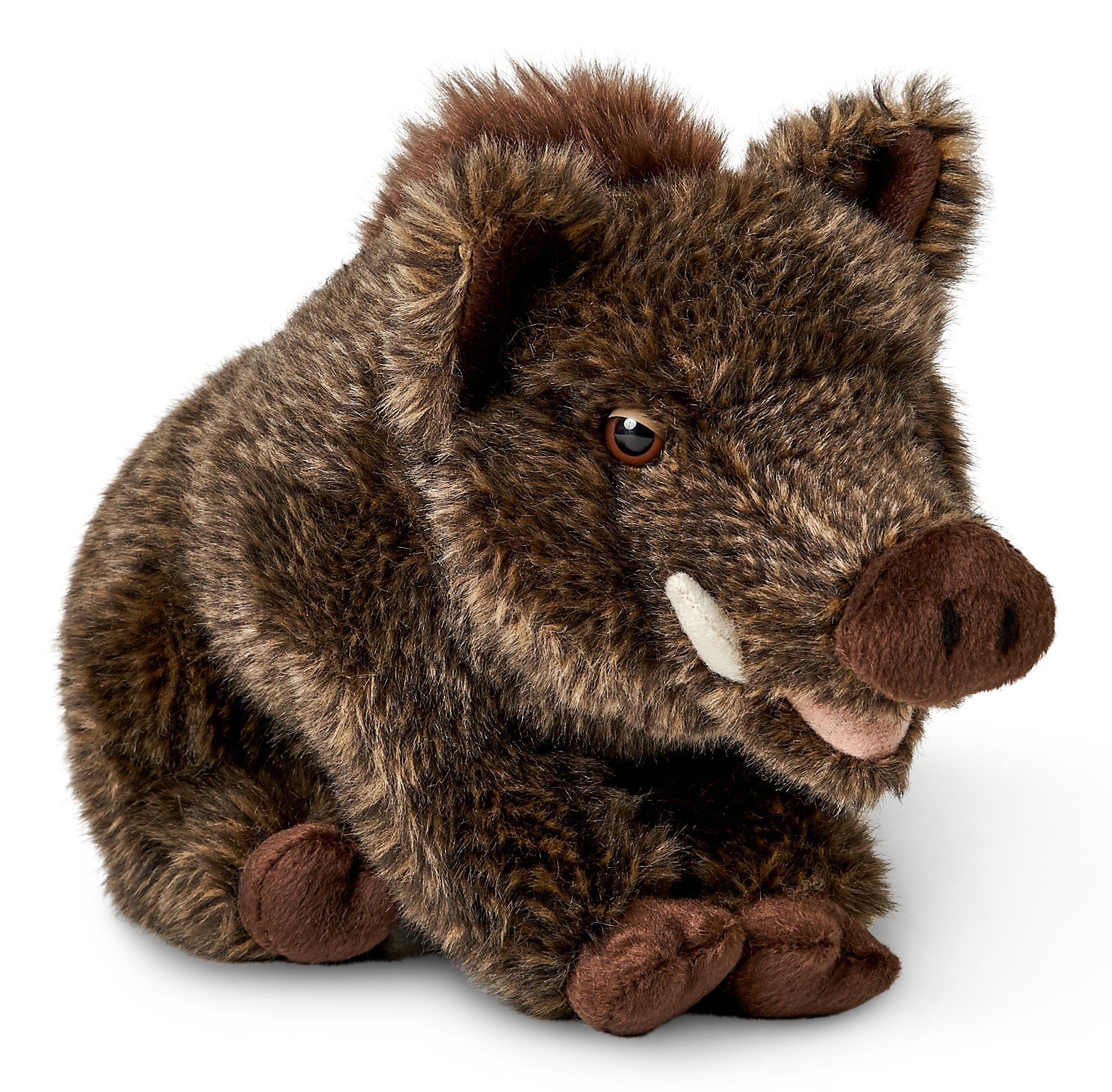 Uni-Toys Kuscheltier Wildschwein, sitzend - 18 cm (Höhe) - Plüsch-Schwein - Plüschtier, zu 100 % recyceltes Füllmaterial