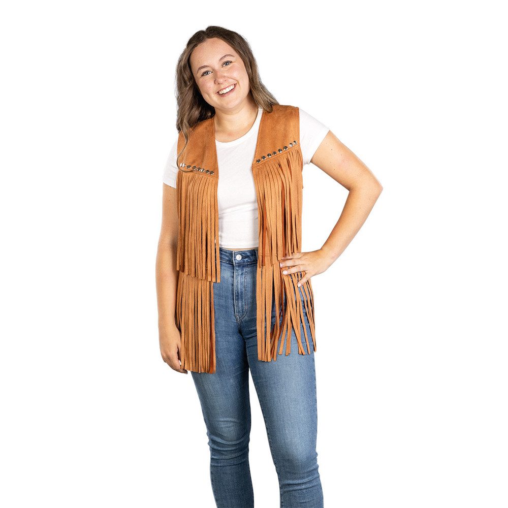 MICA Kostüm Hippieweste mit Fransen - braun - Einheitsgröße Erwachsene
