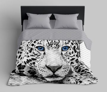 Tagesdecke Tagesdecke Leopard Grau Bettüberwurf Tagesbettdecke Überwurf für Bett, Carpe Sonno, Tagesdecke 170 x 210 kuschelig Überwurfdecke