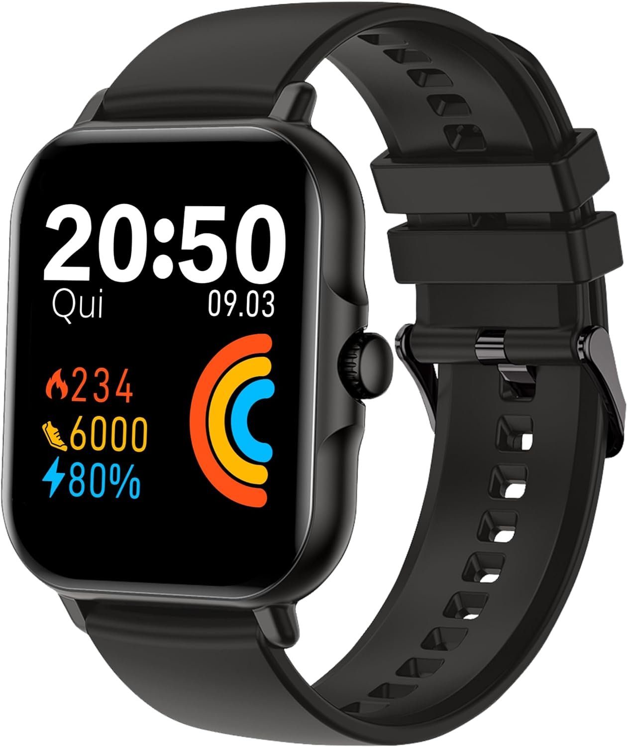 ASWEE Smartwatch (1,83 Zoll, Android, iOS), Aktivitätstracker mit  Telefonanrufe, Herzfrequenz,Blutdruckmessgerät
