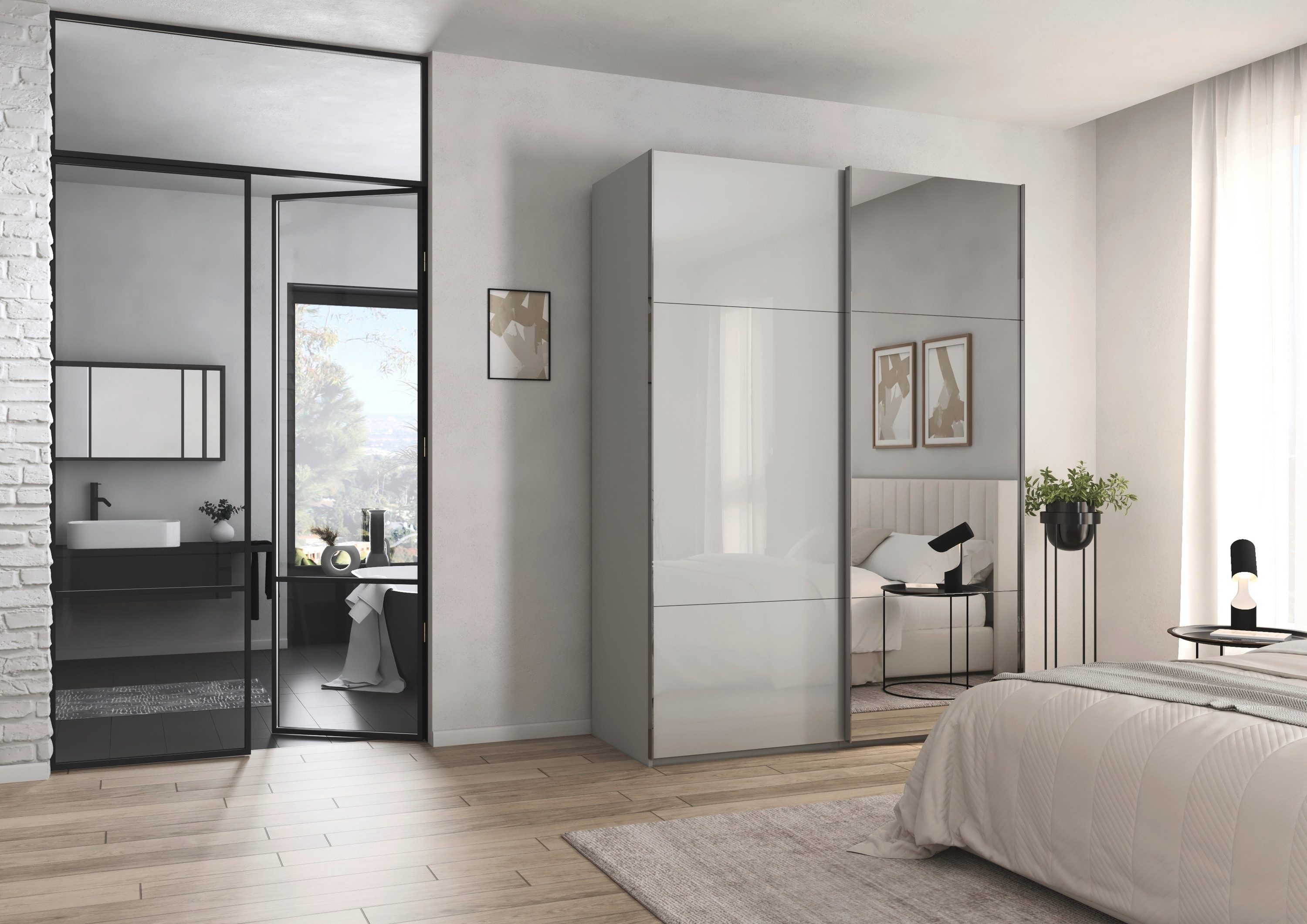 rauch Schwebetürenschrank Kleiderschrank Schrank Garderobe Schlafzimmerschrank CONTIDO (3 verschiedene Ausstattungen BASIC/CLASSIC/PREMIUM (inkl. SOFT-CLOSE) aus hochwertigem Material in 6 Breiten 2 Griff-Farben MADE IN GERMANY