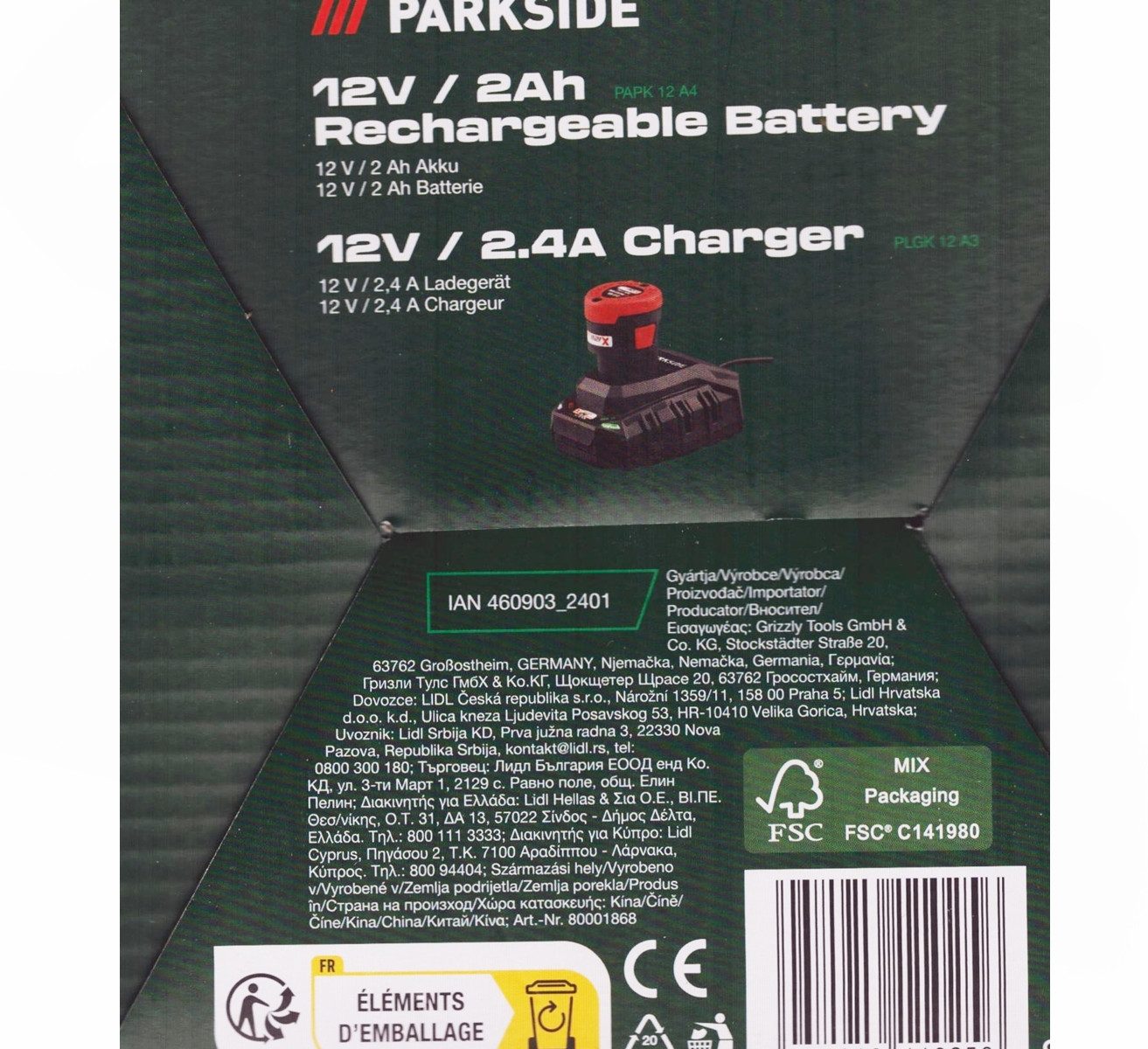 Parkside Parkside Akku 2.0 Ah PAPK 12 + Ladegerät für X-12-V Team Serie Akku Starter-Set