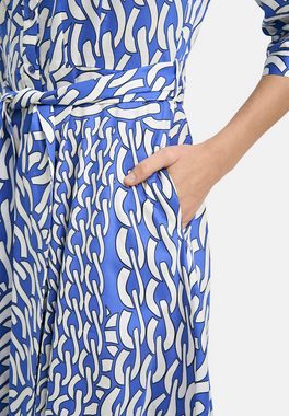 Milano Italy Sommerkleid Dress with collar + placket, 3/4 sleeve w turn up + belt