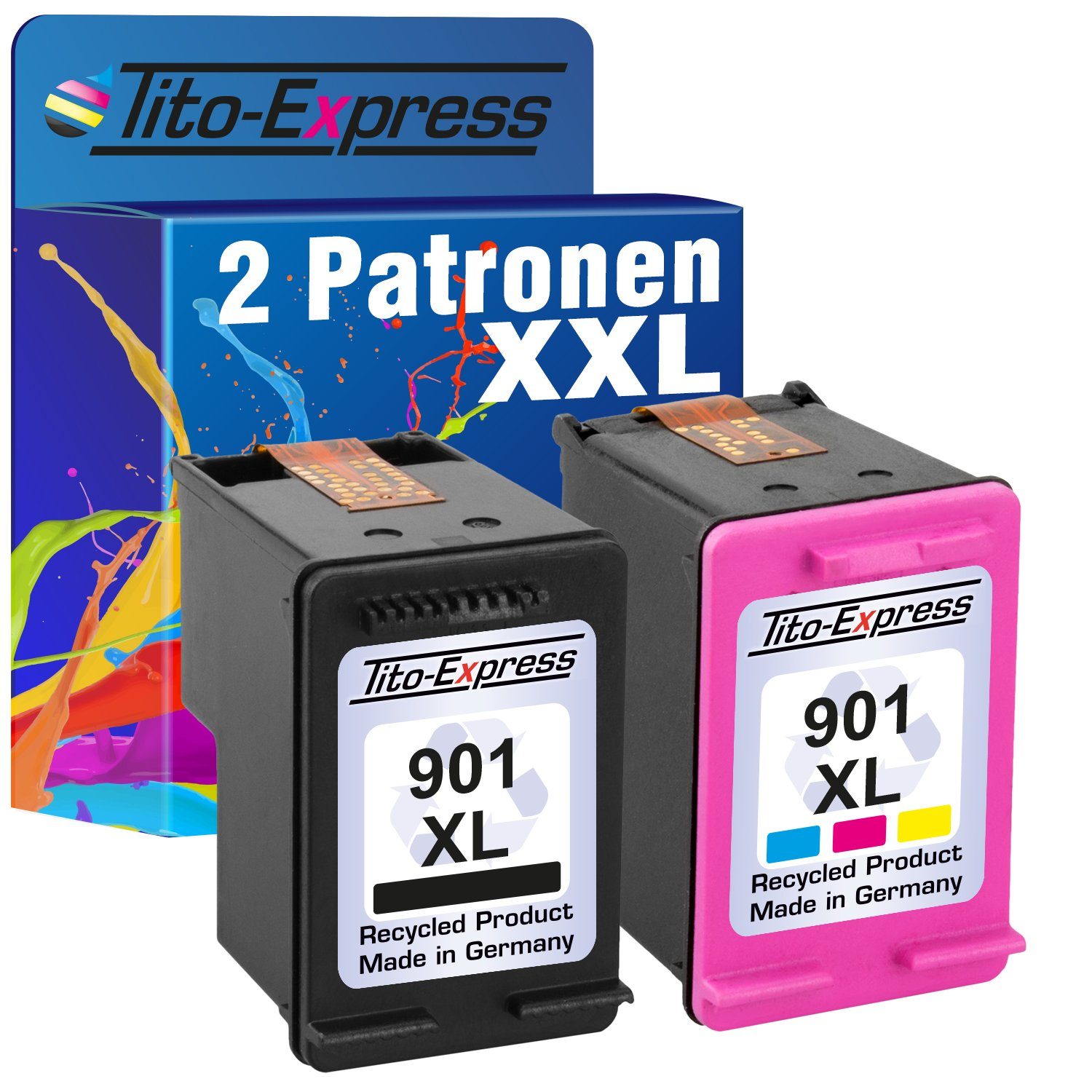 Tito-Express PlatinumSerie 2er Set ersetzt HP 901 XL HP 901XL HP901XL Black  & Color Doppelpack Tintenpatrone (für Officejet J4580 J4680 J4500 J4600  4500 Officejet G510a G510g G510n)