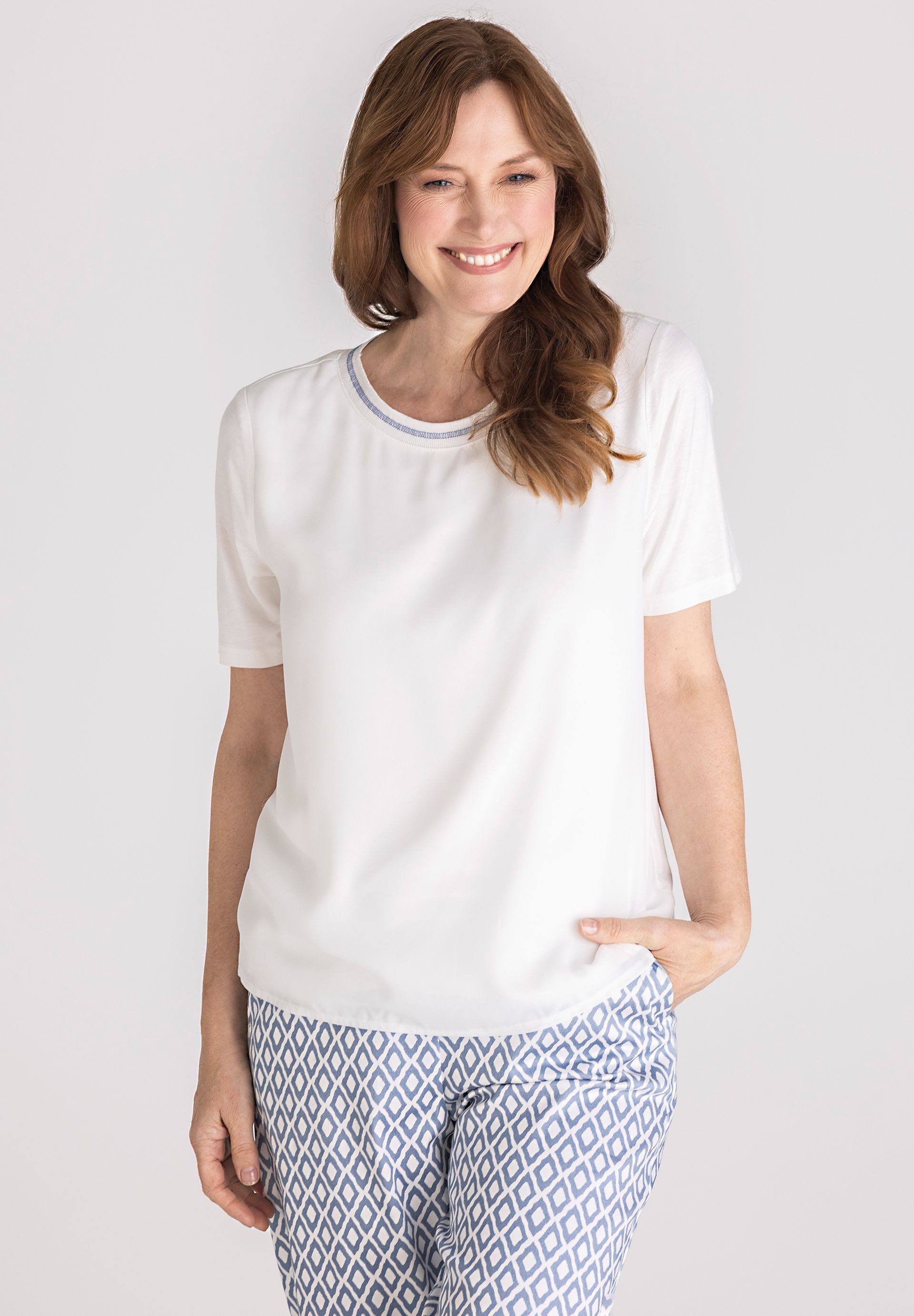 FRANK WALDER Blusenshirt mit kontrastfarbiger Naht