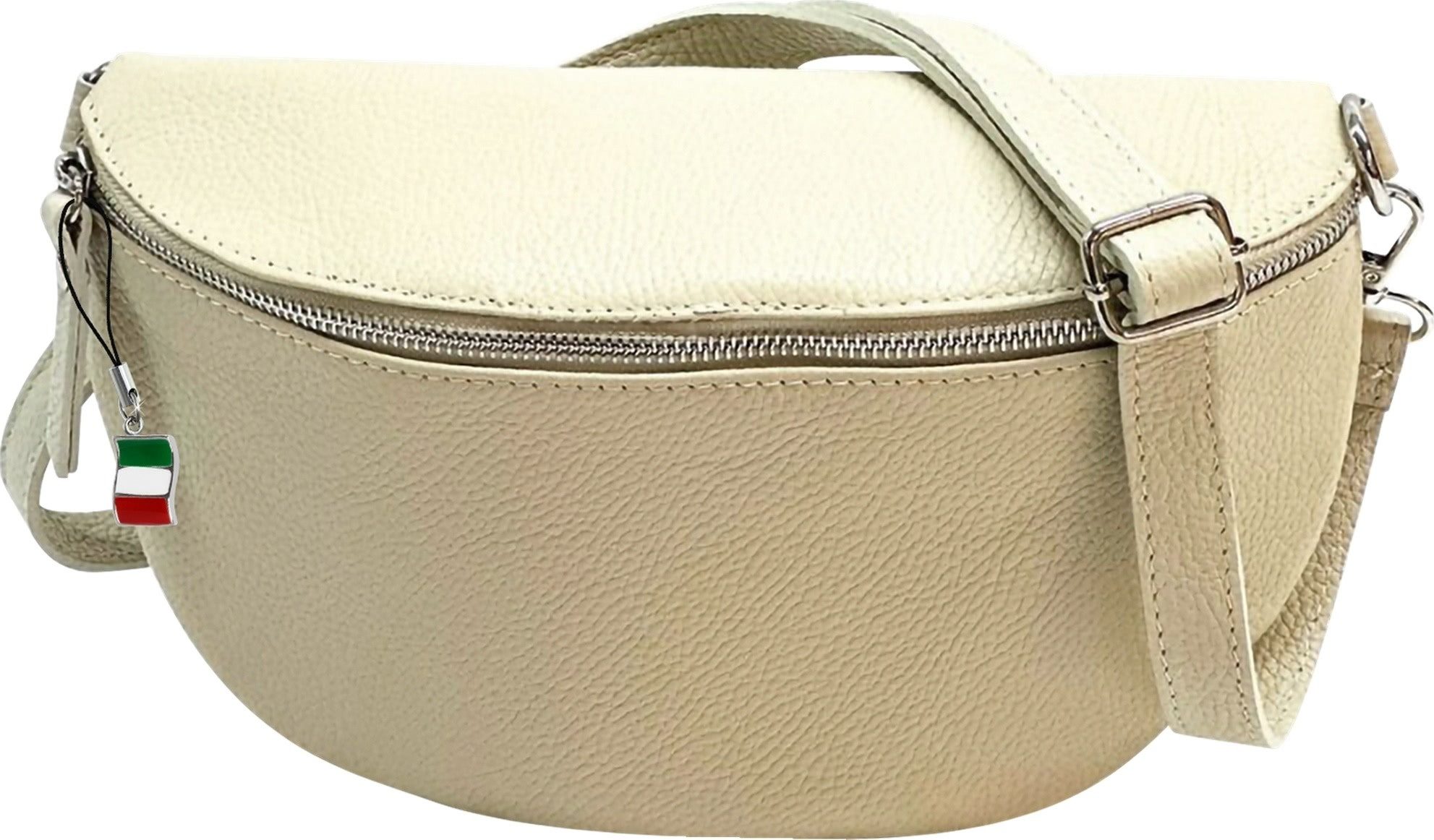 FLORENCE Gürteltasche Florence Echtleder Bauchtasche groß Damen (Gürteltasche), Damen Gürteltasche Leder, beige ca. 29cm x ca. 19cm