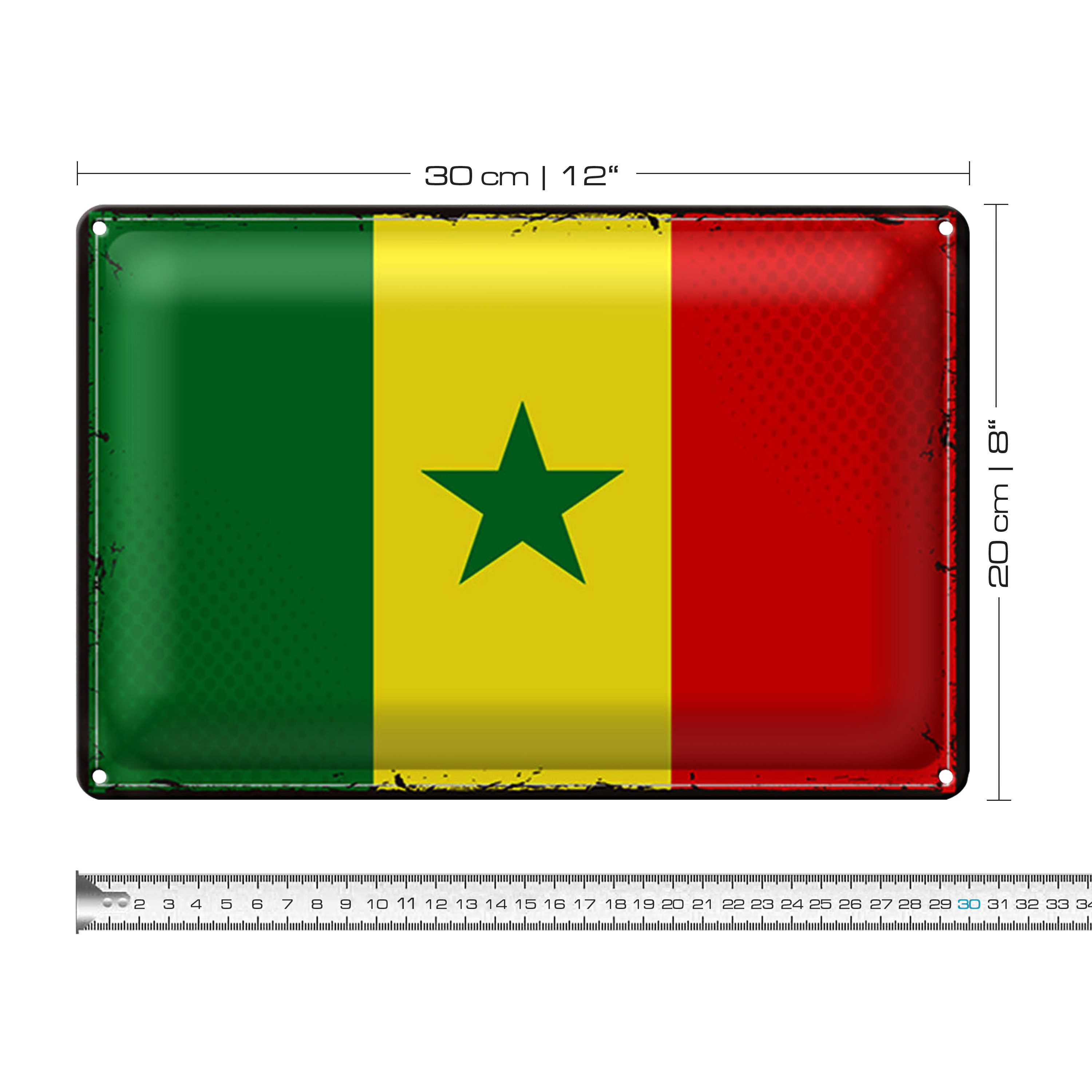 Roomando Metallschild Blechschild Flagge Senegal 30x20cm Retro Flag of Senegal