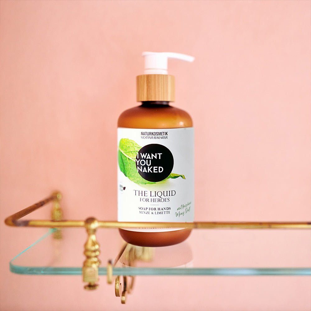 I WANT YOU NAKED Flüssigseife IWYN For Heroes, 1-tlg., pflegende Handseife mit erfrischendem Minz-Duft 250ml handmade vegan