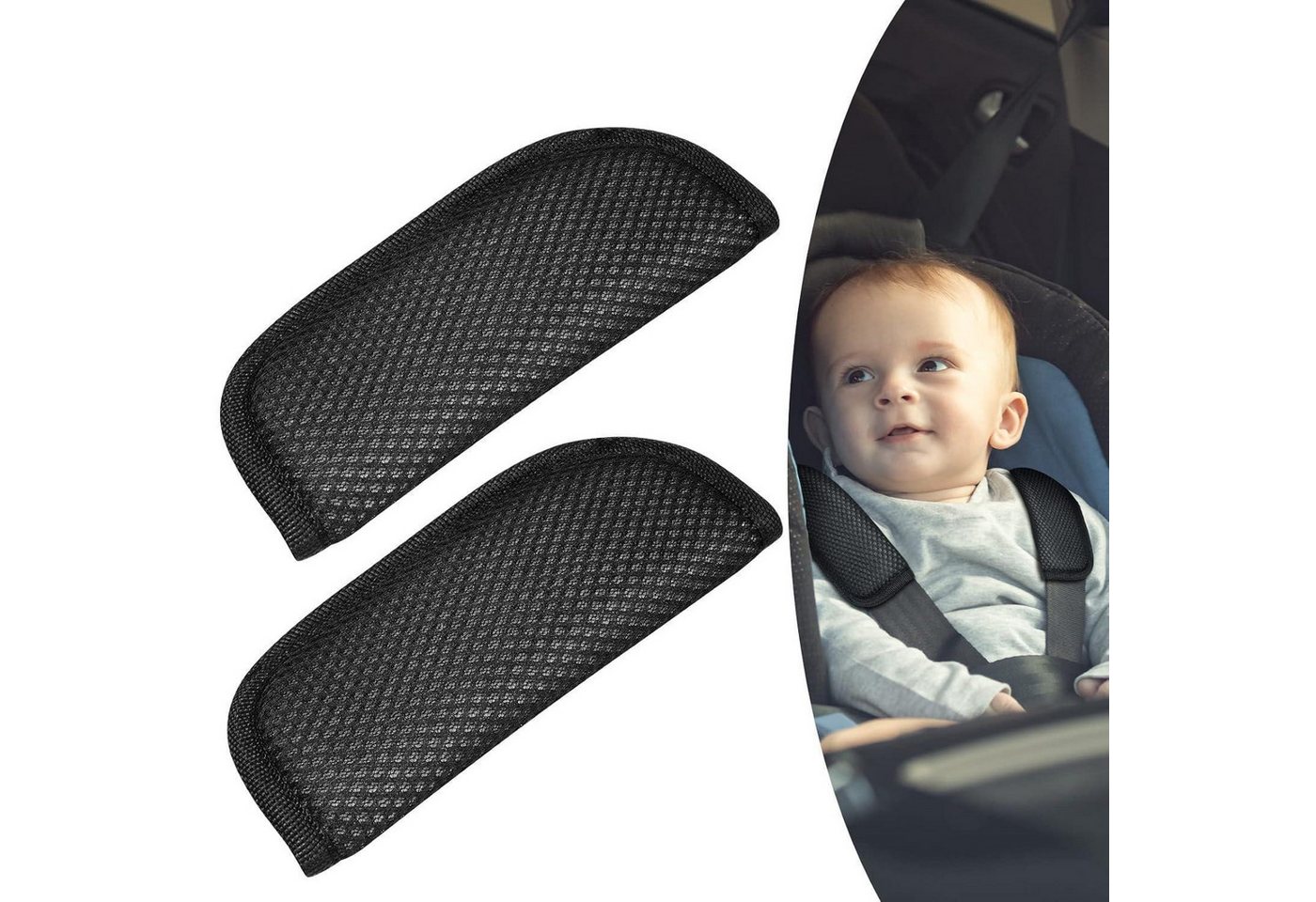 LuxusKollektion Gurtpolster Gurtpolster Baby Autositz atmungsaktiv universal Schwarz-1