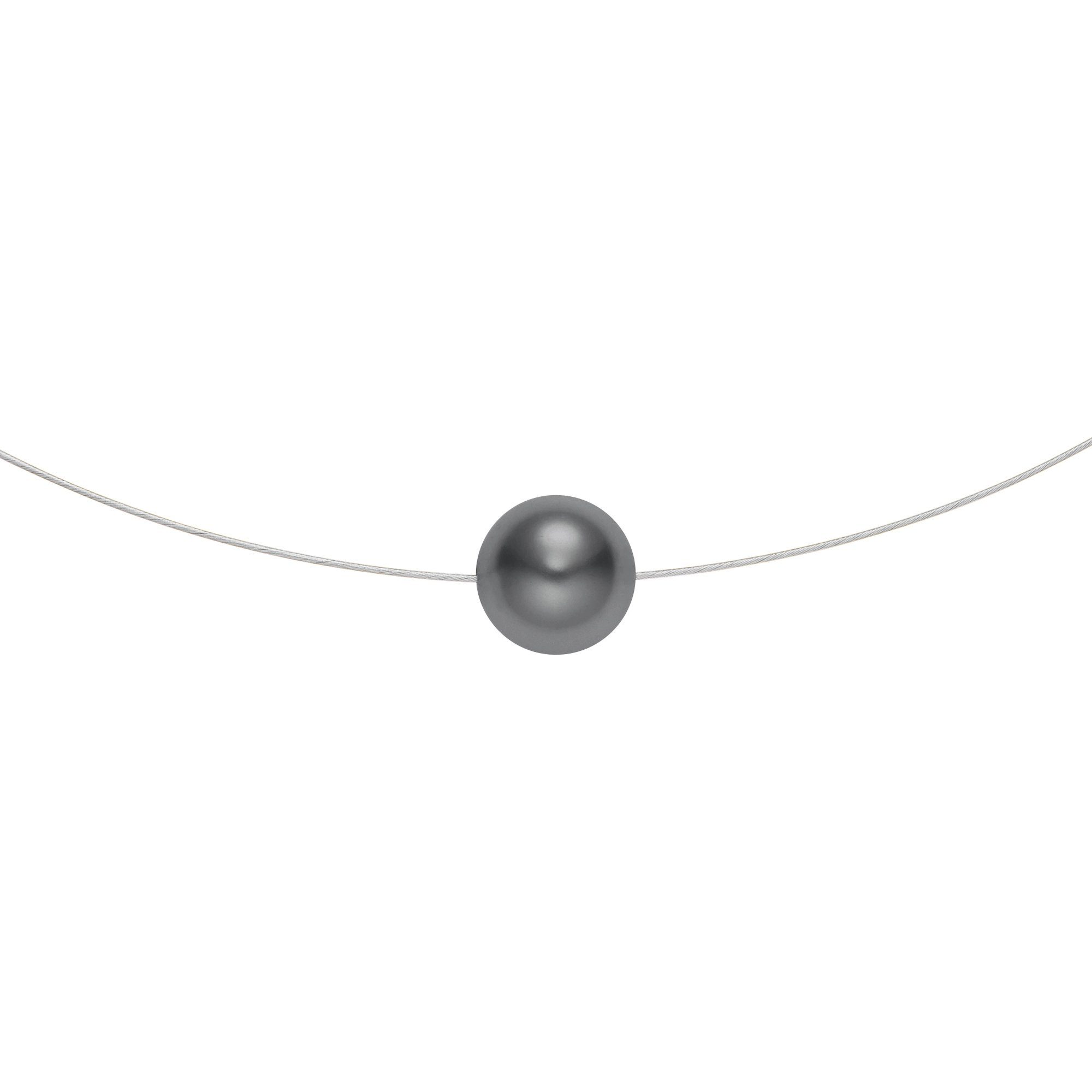Grey Dark Florere einer Perle Heideman Geschenkverpackung), Collier (inkl. silberfarben mit glanzmatt Single