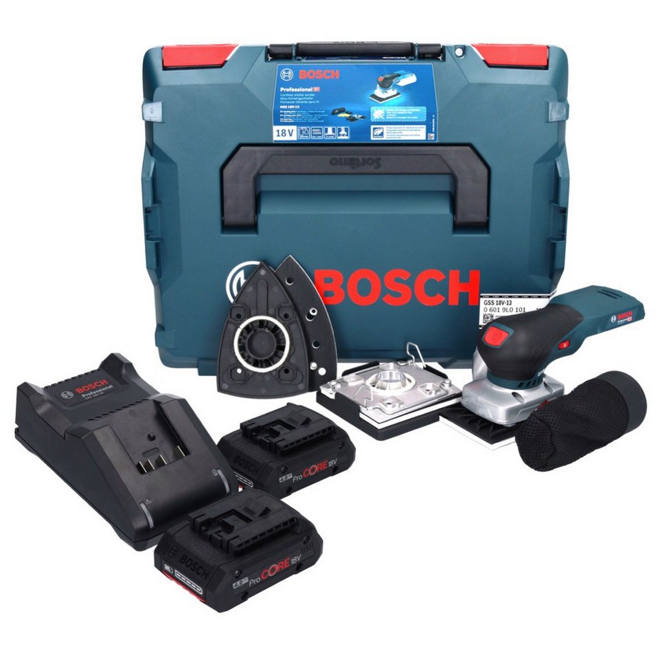 Thumbnail - Bosch Professional Exzenterschleifer GSS 18V-13 Akku Schwingschleifer 18 V + 2x ProCORE Akku 4,0 Ah + Lade