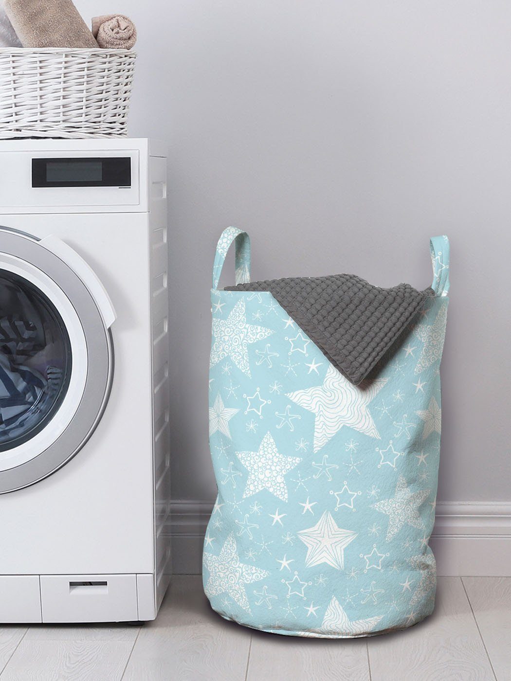 Wäschekorb Waschsalons, für Sterne Baby Abakuhaus auf Aufwändige Himmel Blue Wäschesäckchen mit Kordelzugverschluss Blauer Griffen