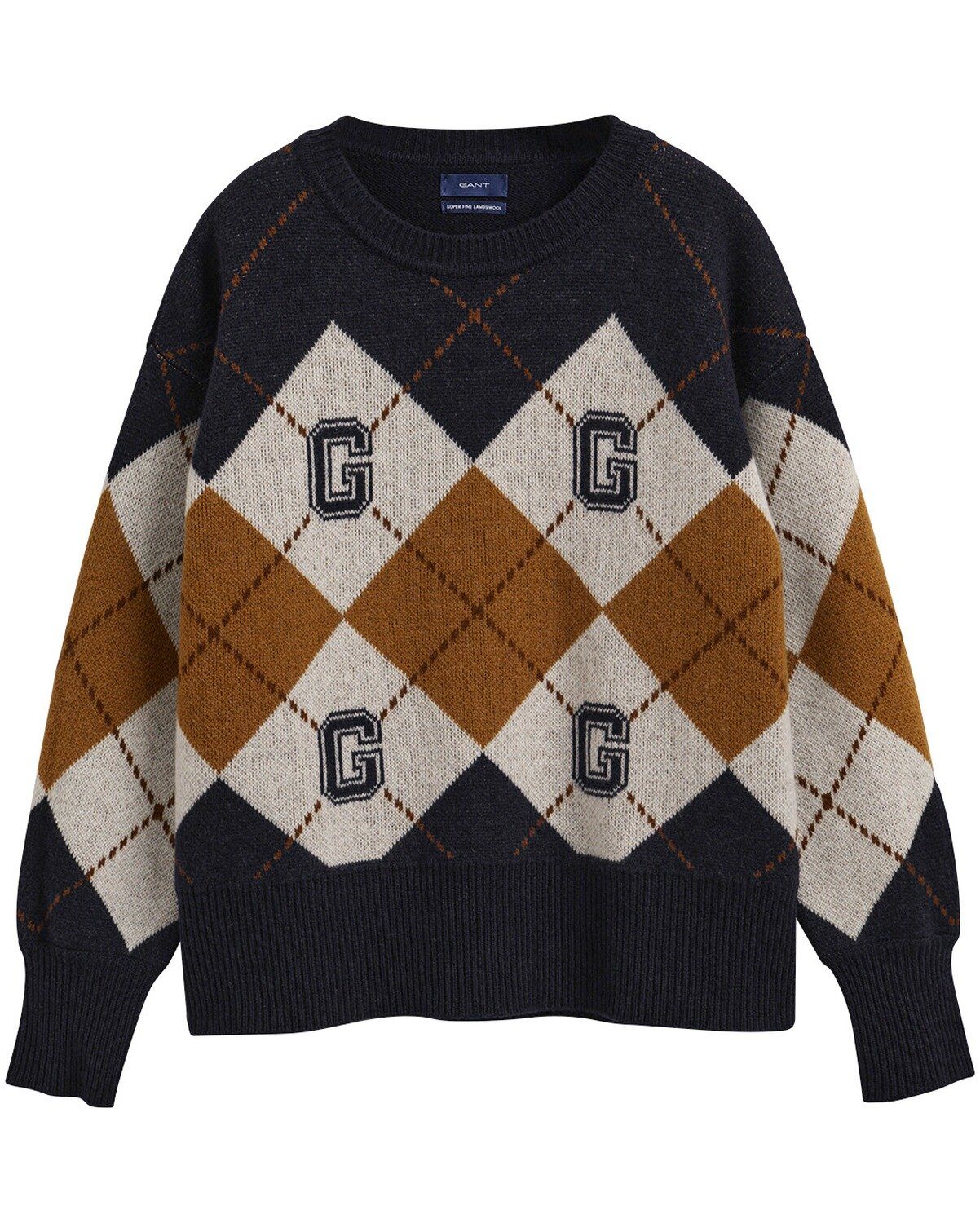Gant Strickpullover Rundhals-Pullover mit Argyle-Muster
