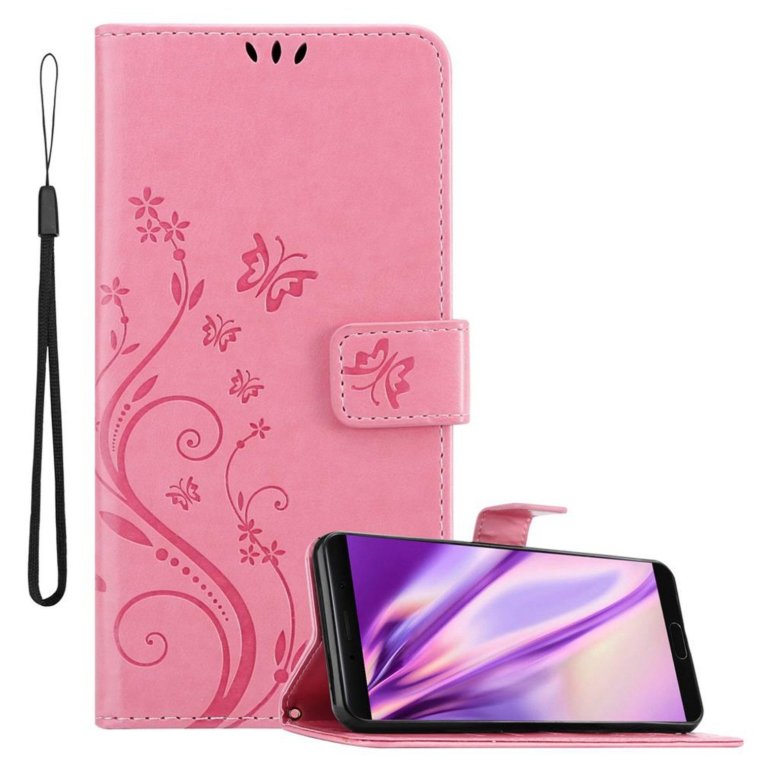 Cadorabo Handyhülle für Huawei MATE 10 Hülle Huawei MATE 10 / NOVA 2i, Hülle Schutzhülle Blumen Flower mit Standfunktion Kartenfach Magnet