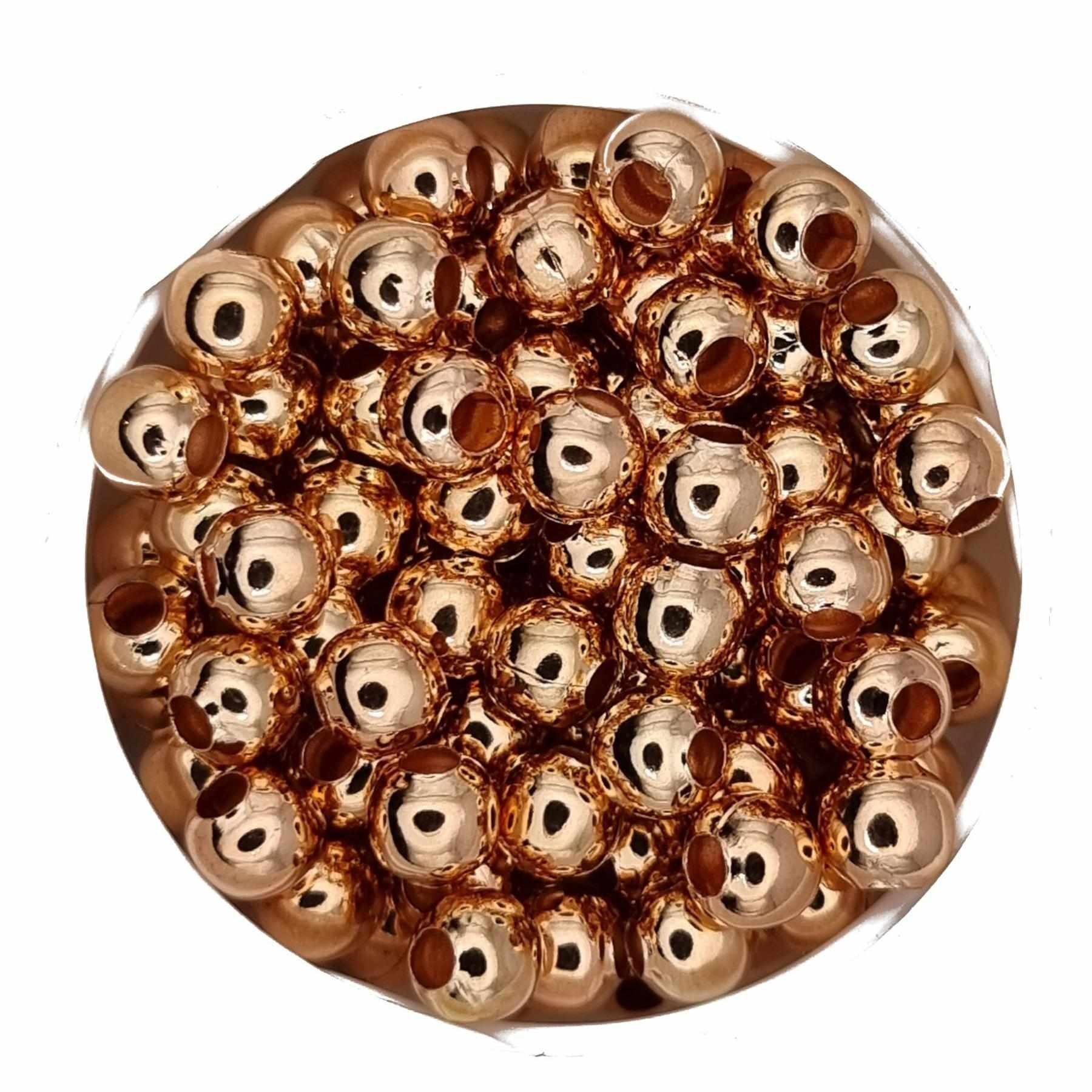 Kopper-24 Bastelperlen Metall Perlen Großlochperlen 3 mm, ca. 100 Stück, Rosegoldfarben, (100-tlg)