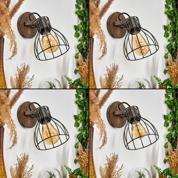 hofstein Wandleuchte »Palù« verstellbare Wandlampe aus Metall/Holz in Grau/Braun, ohne Leuchtmittel, 1xE27, Wandspot im Retro/Vintage Design m. Gitter-Optik