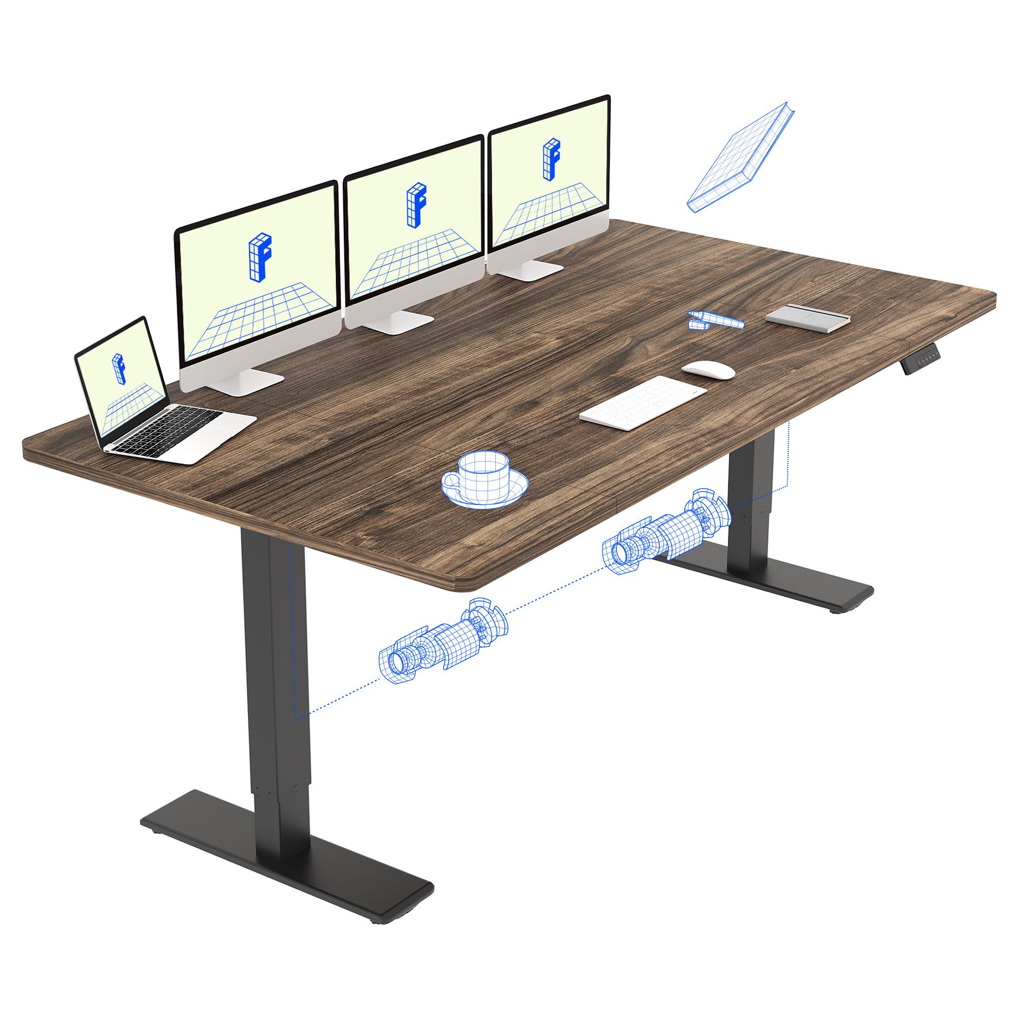 FLEXISPOT Schreibtisch Sitz-Steh-Tisch mit Memory-Funktionen (110X54/140X70/ 160X70/ 180X80/ 200X80 CM), Dual-Motor, 4 Speicherplätze, Anti-Kollisionssystem
