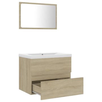 vidaXL Badezimmer-Set Badmöbel-Set Sonoma-Eiche Holzwerkstoff, (1-St)