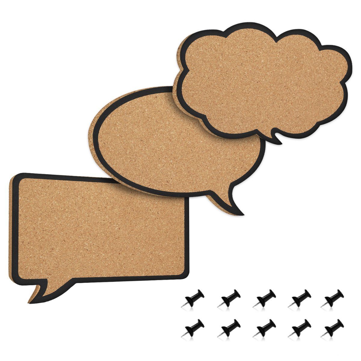 Memoboard 3x Korkwand Set - Sprechblase Wolke Designs inkl. 10 Pins