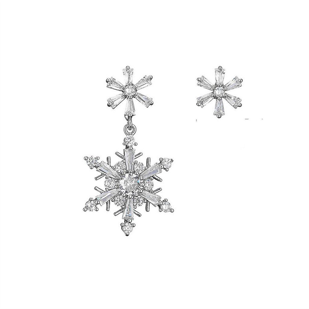 DAYUT Ohrhaken-Set Zirkonia gefüllte Schneeflocken-Ohrringe, Geschenke für Frauen (1-tlg)