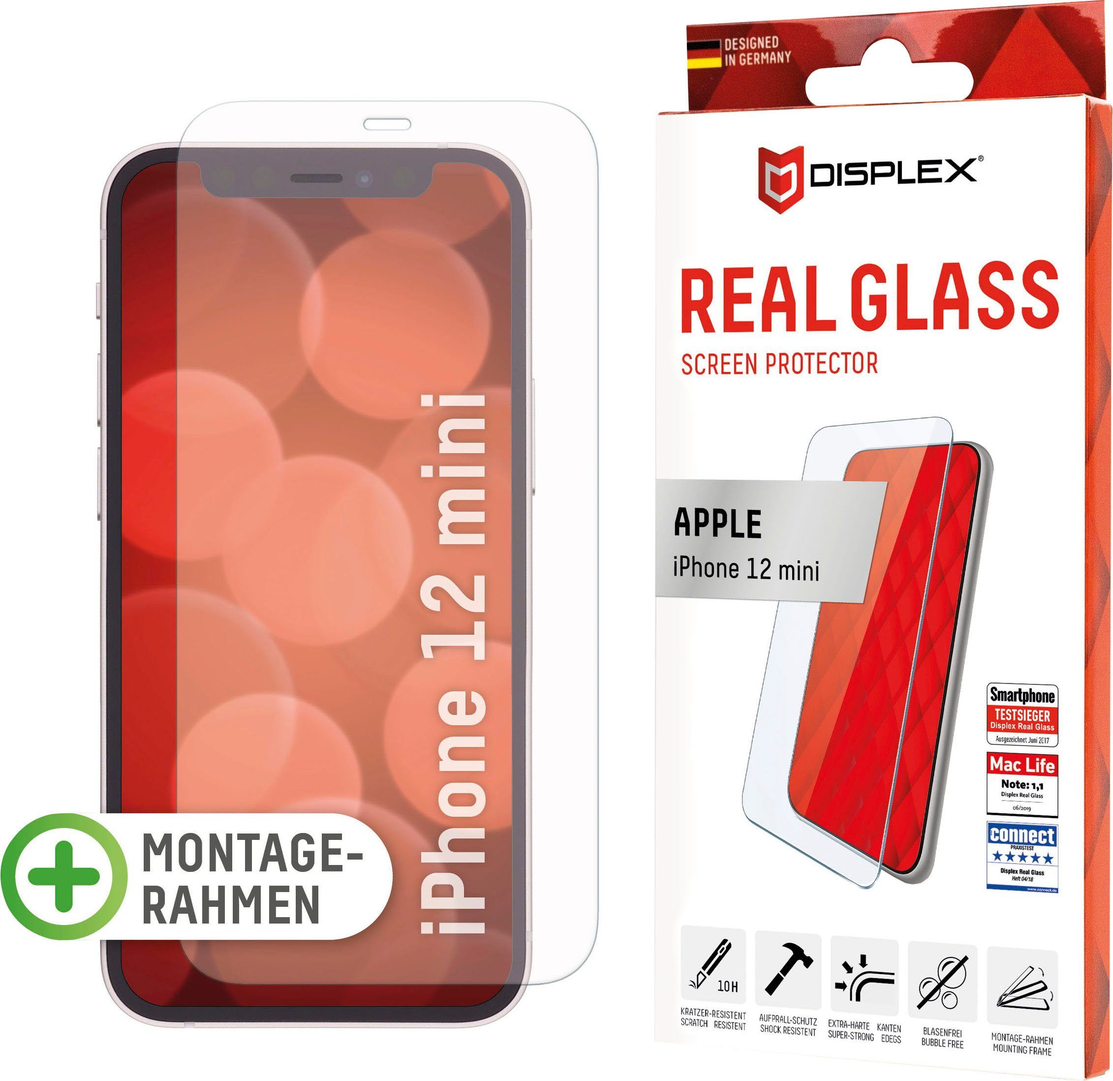 Displex Displayschutzglas DISPLEX Real Glass Panzerglas für Apple iPhone 12 mini (5,4) für Apple iPhone 12 Mini, 1 Stück