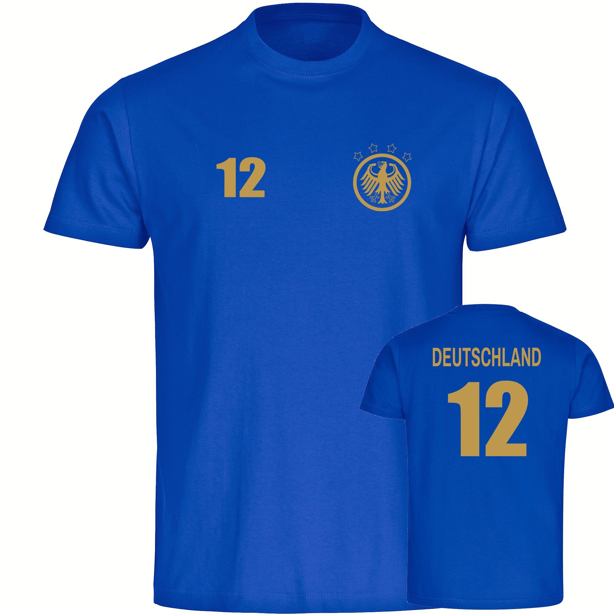 multifanshop T-Shirt Herren Deutschland - Adler Retro Trikot 12 Gold - Männer