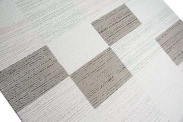 Wollteppich Designer Teppich Moderner Teppich Wollteppich Wohnzimmer Teppich Karo Muster in Beige Creme Türkis Rosa, Teppich-Traum, rechteckig, Höhe: 11 mm, Wollteppich