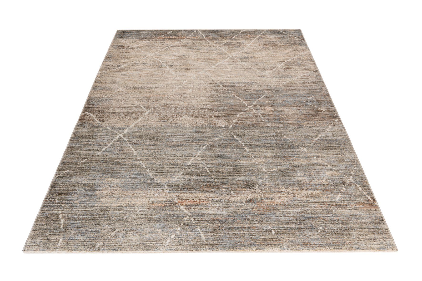 Obsession Teppich My Everest 420, rechteckig, Höhe: 7 mm, abstraktes Rauten Muster, mit Fransen, Vintagedesign