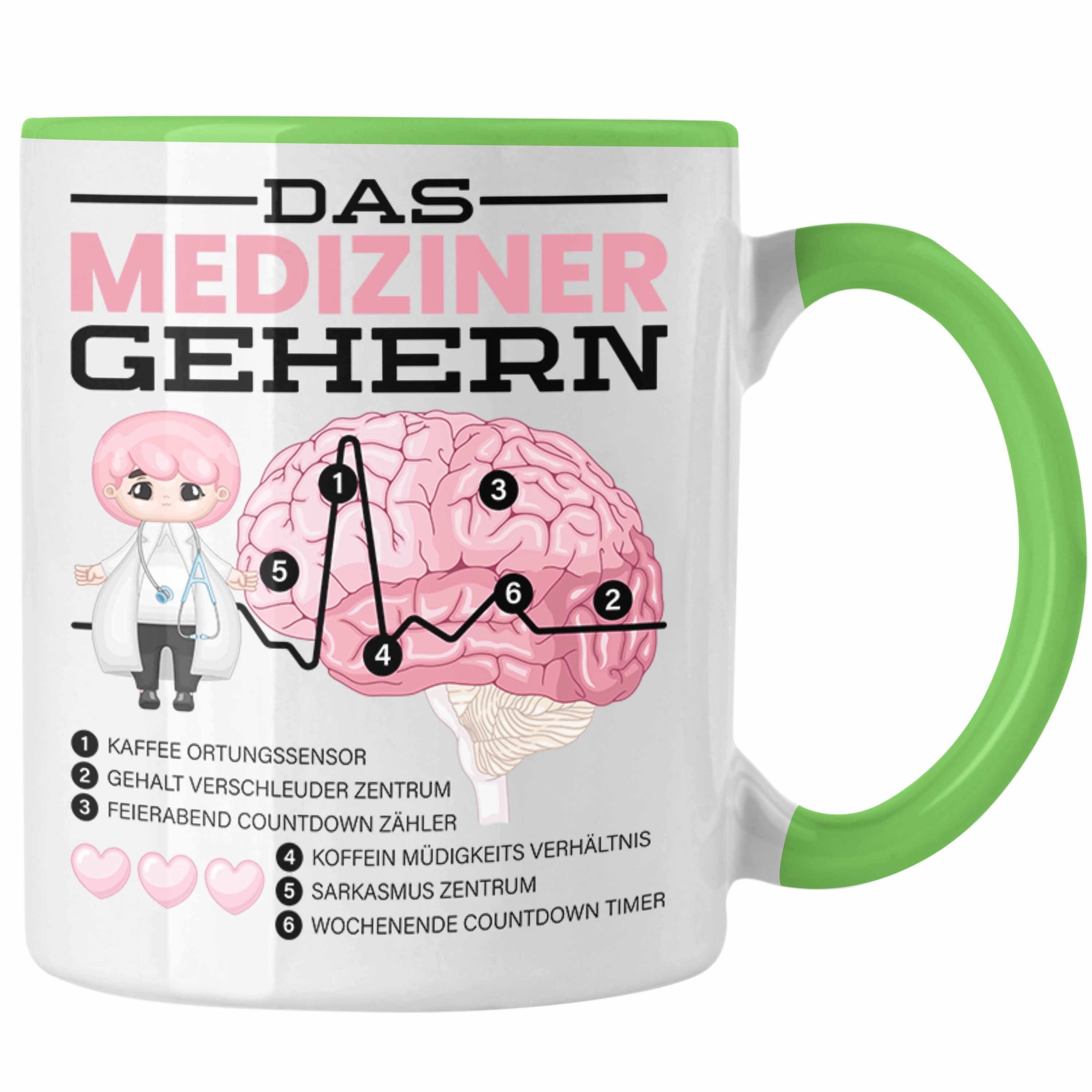 Trendation Tasse Das Medizin-Studium Tasse Arzt Geschenk Gehirn Grün Mediziner Geschenkidee