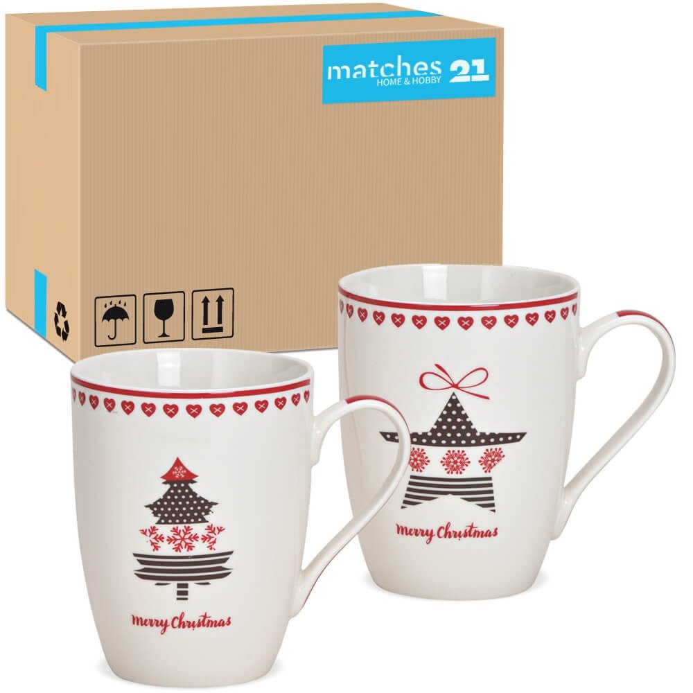 Tasse Weihnachtstassen 36er Set Weihnachtsbaum mit Spruch Merry Christmas