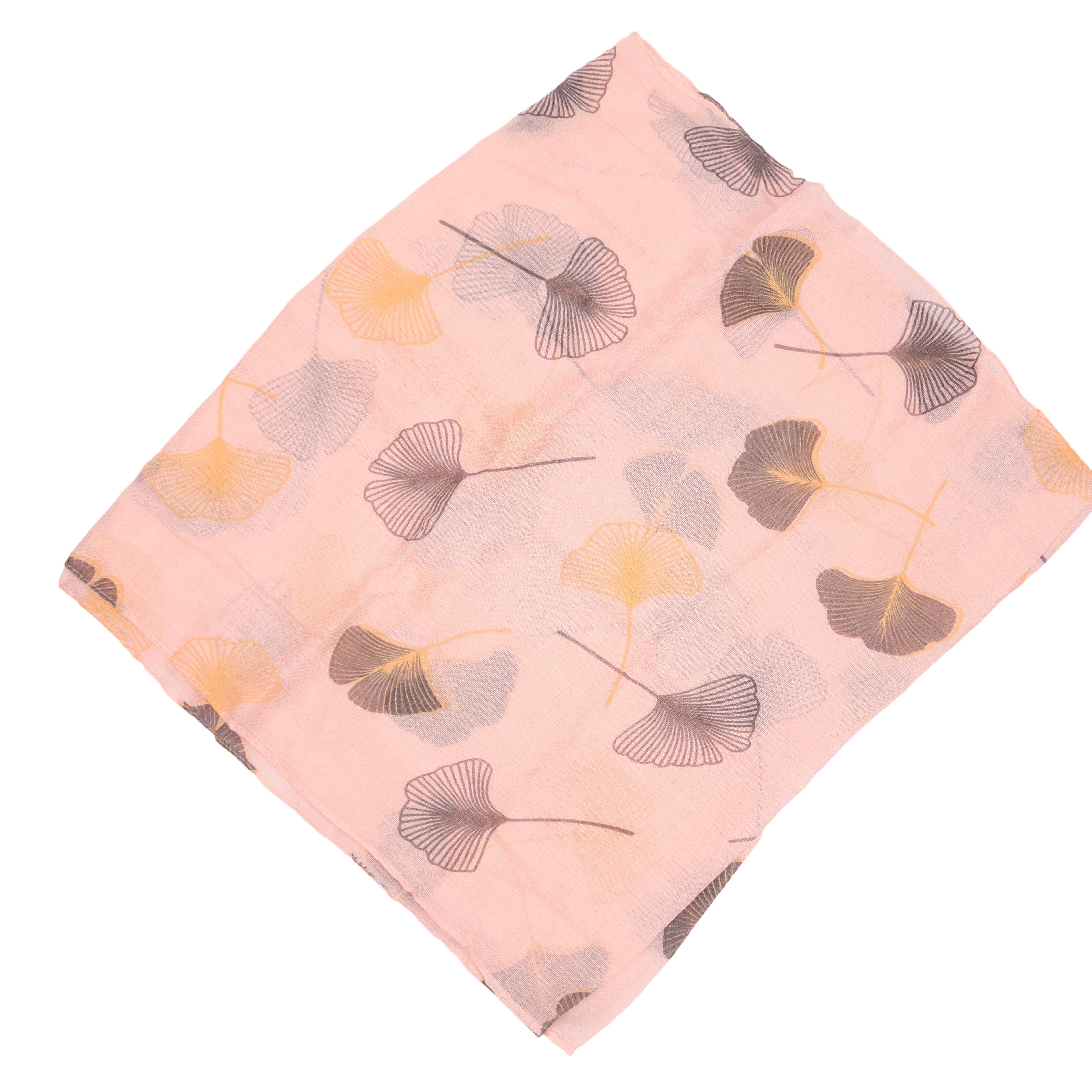 MIRROSI Loop Damen Schal mit Ginkgo-Muster Weich aus 100% Baumwolle Schlauchschal, (ca.160x45cm zweimal um den Hals wickelbar) – Bild 3 von 4