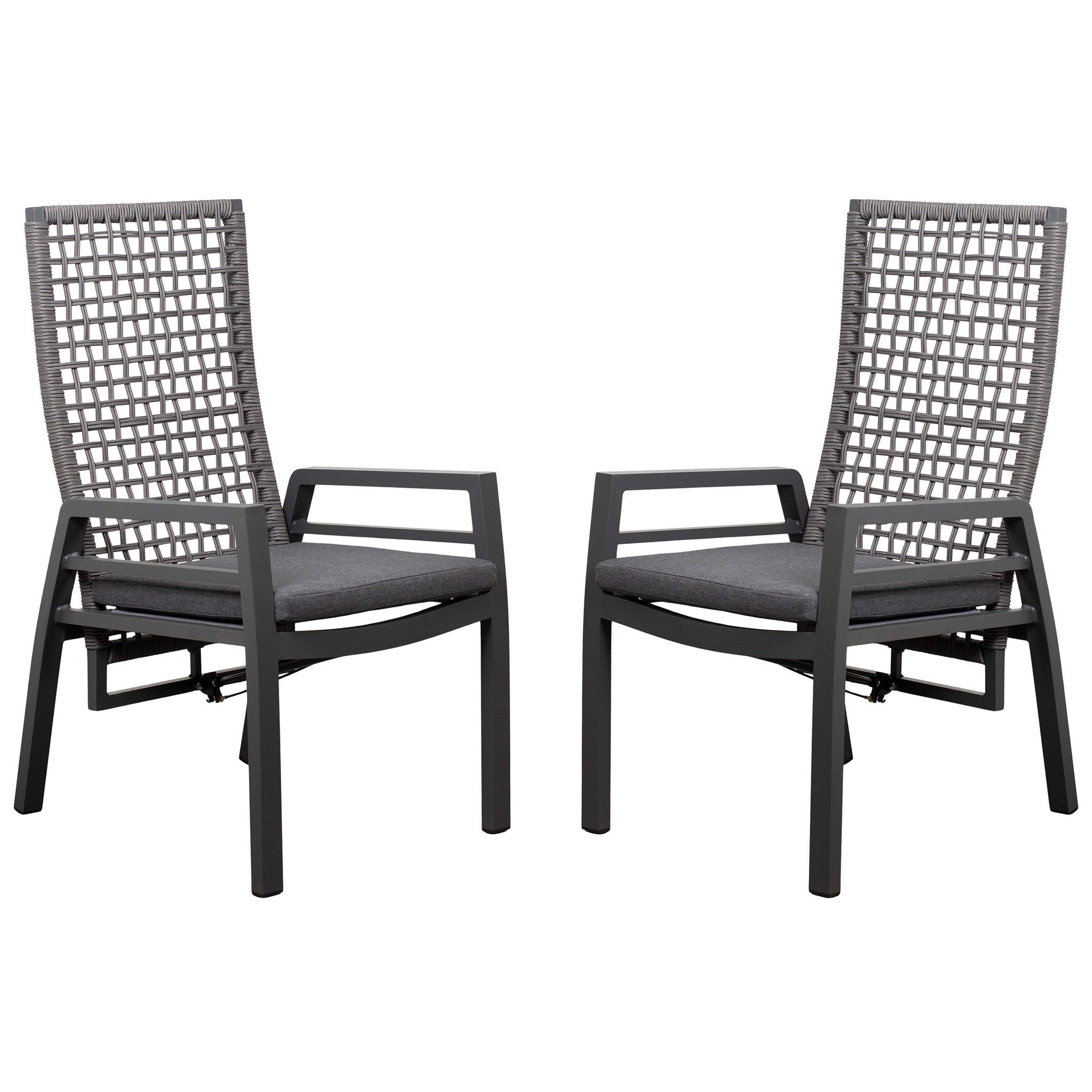 bene living Relaxsessel Lucena - uni anthrazit - mit Gasdruckfeder (2-St., 2er Set Relaxsessel Lucena), stufenlos verstellbar - inkl. Kissen - stabiler Alurahmen