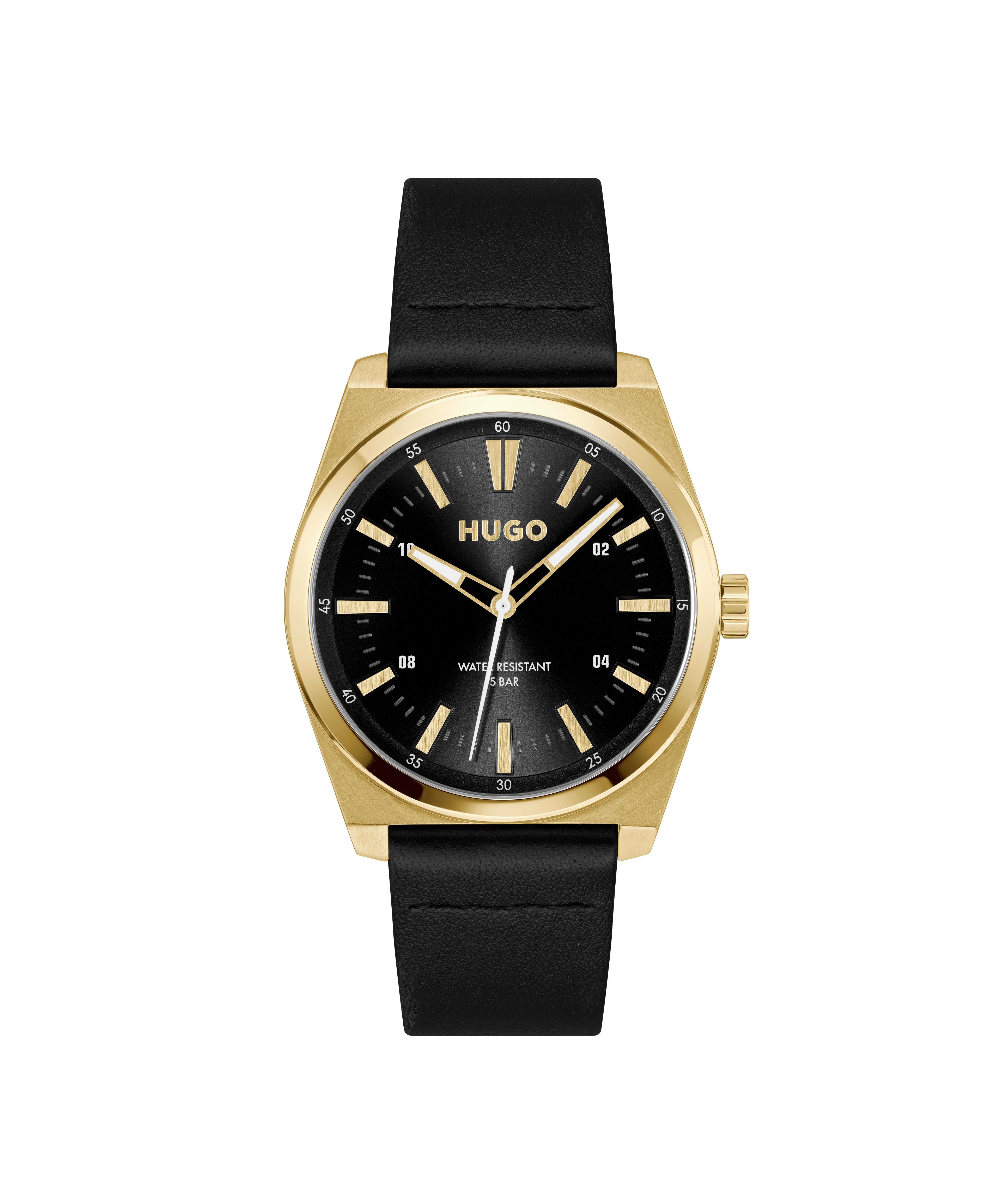 HUGO Quarzuhr #ARK 1530438, Armbanduhr, Herrenuhr, Lederarmband, analog günstig online kaufen