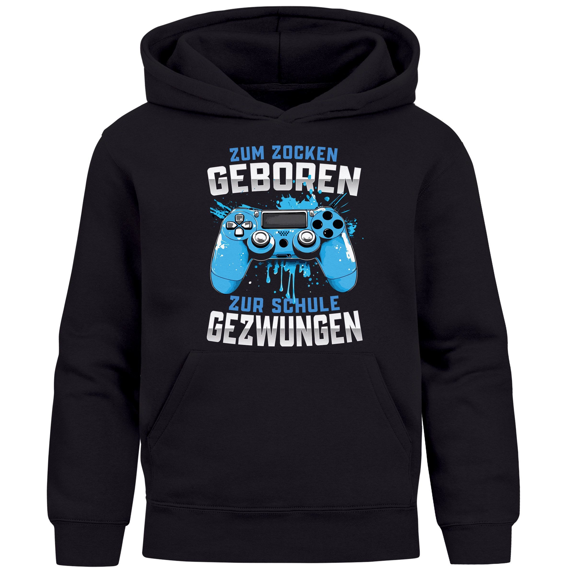MoonWorks Hoodie Kinder Hoodie Jungen Gaming Spruch lustig zum Zocken geboren zur