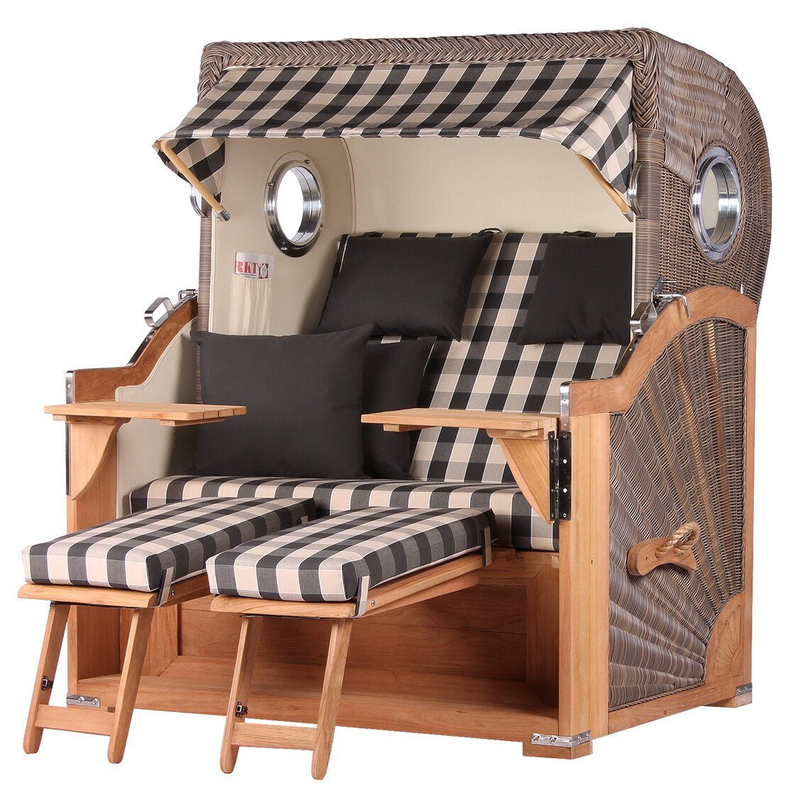 bene living Strandkorb Königssee 2,5Sitzer Teak PE grau Modell 505