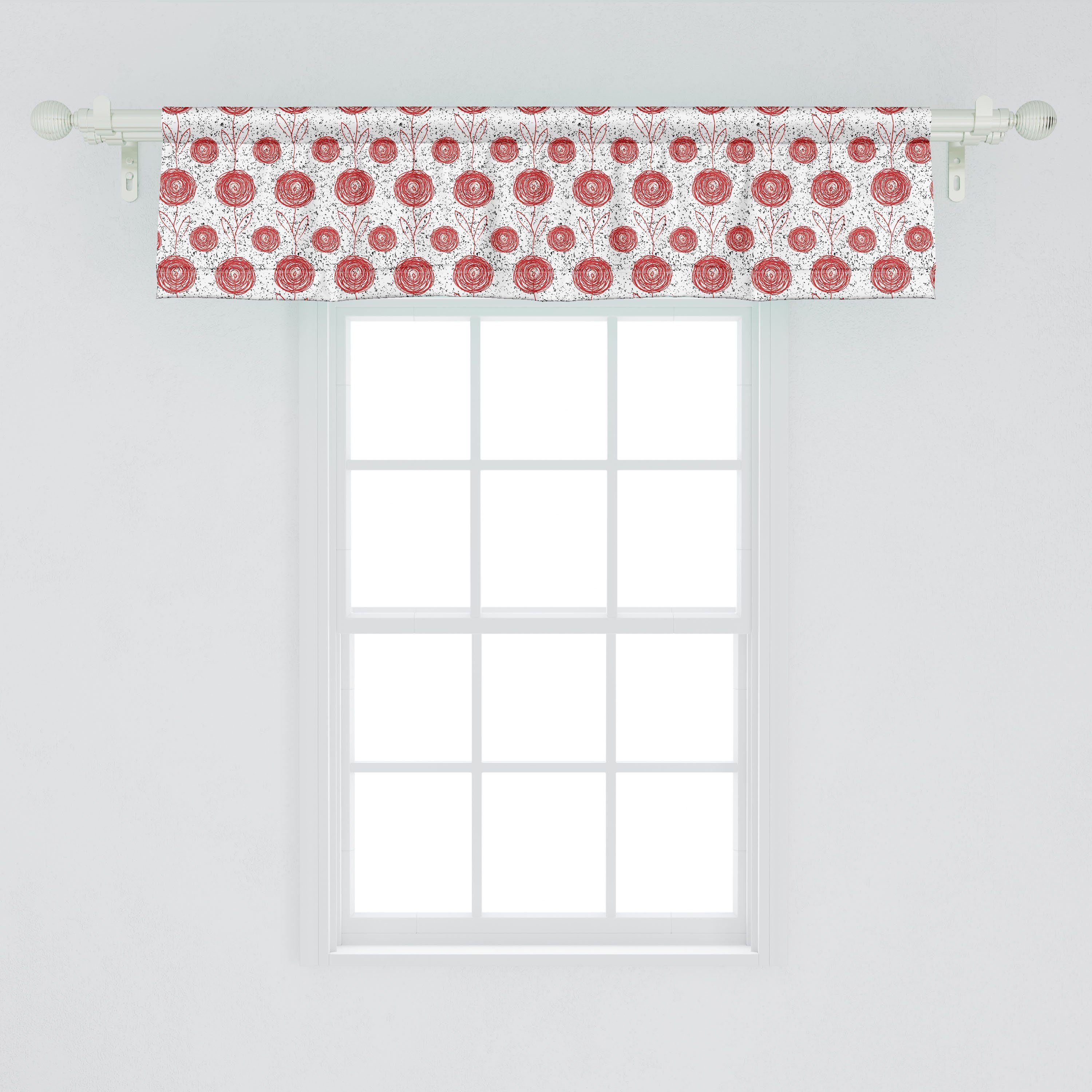 Scheibengardine Vorhang für Blume Schlafzimmer Abakuhaus, Volant Dekor Microfaser, Doodled Küche Moderne mit Abstrakt Stangentasche
