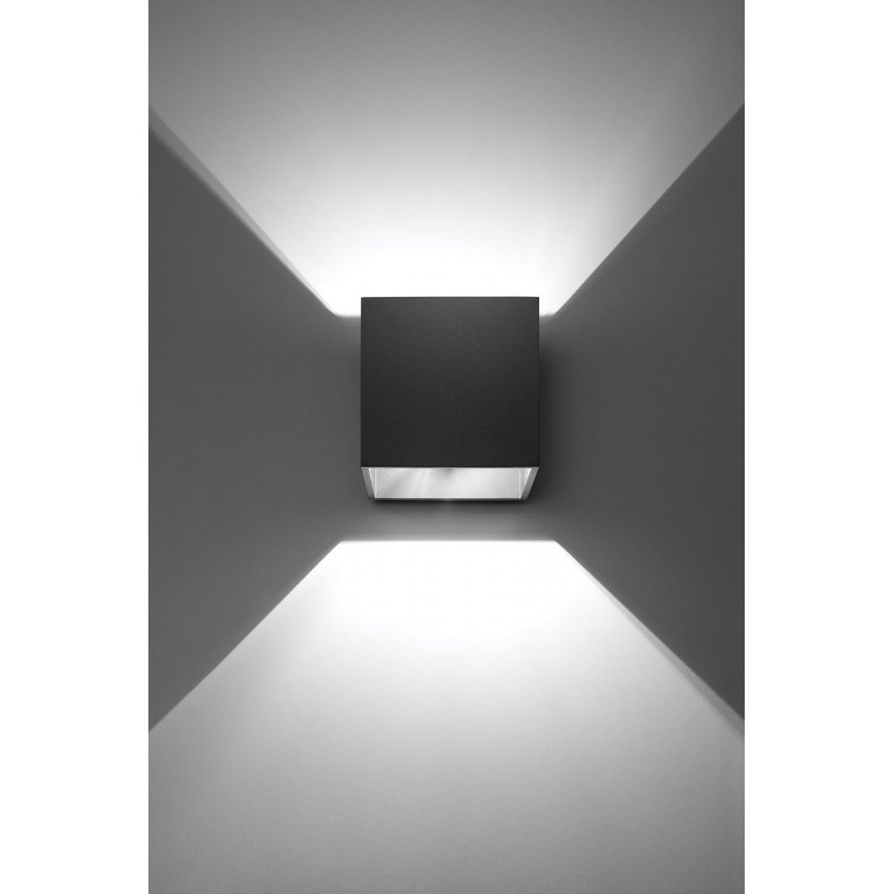 SOLLUX lighting Wandleuchte ca. Wandlampe Wandleuchte G9, 1 QUAD schwarz, 10x12x10 cm 1x