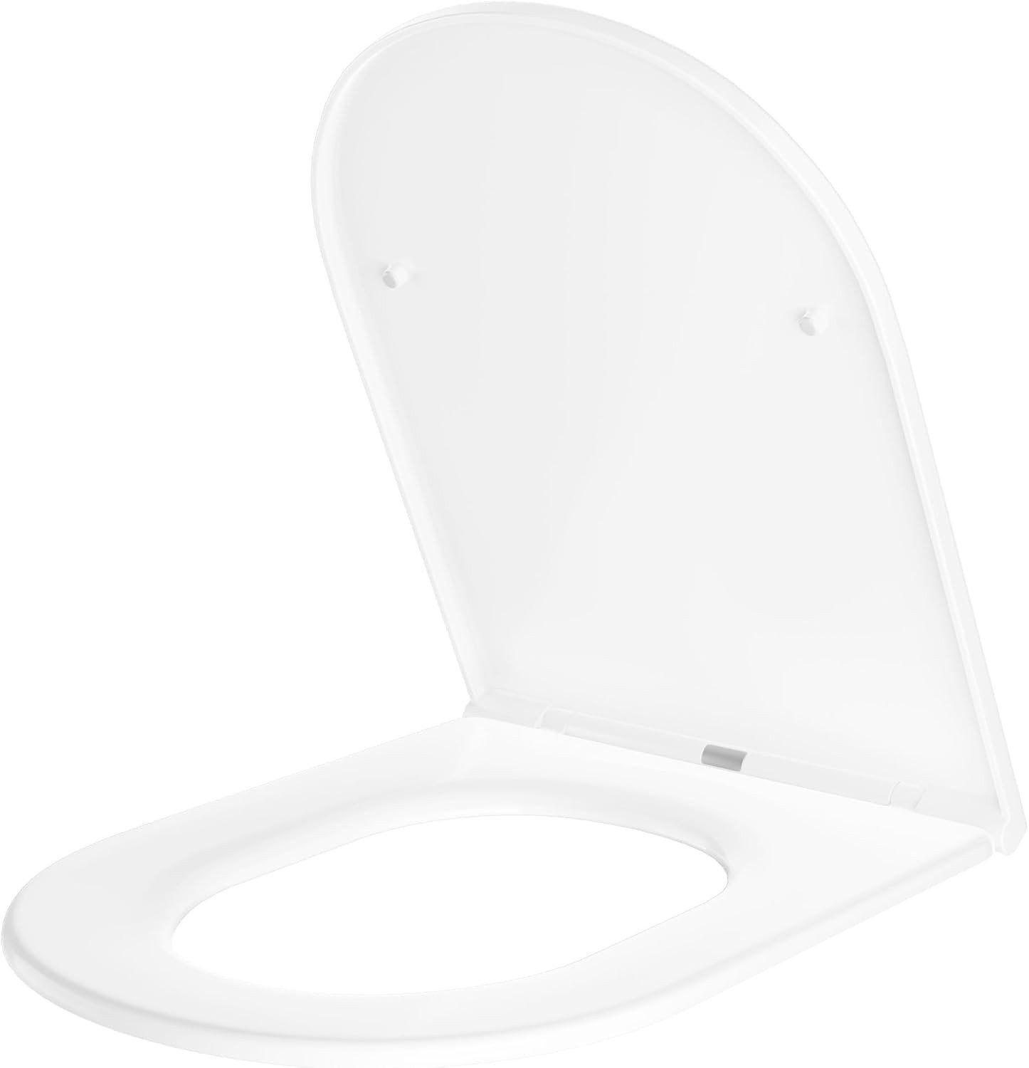 WC-Sitz D-Form Weiß,Toilettendeckel aus robustem doppellagigem PP