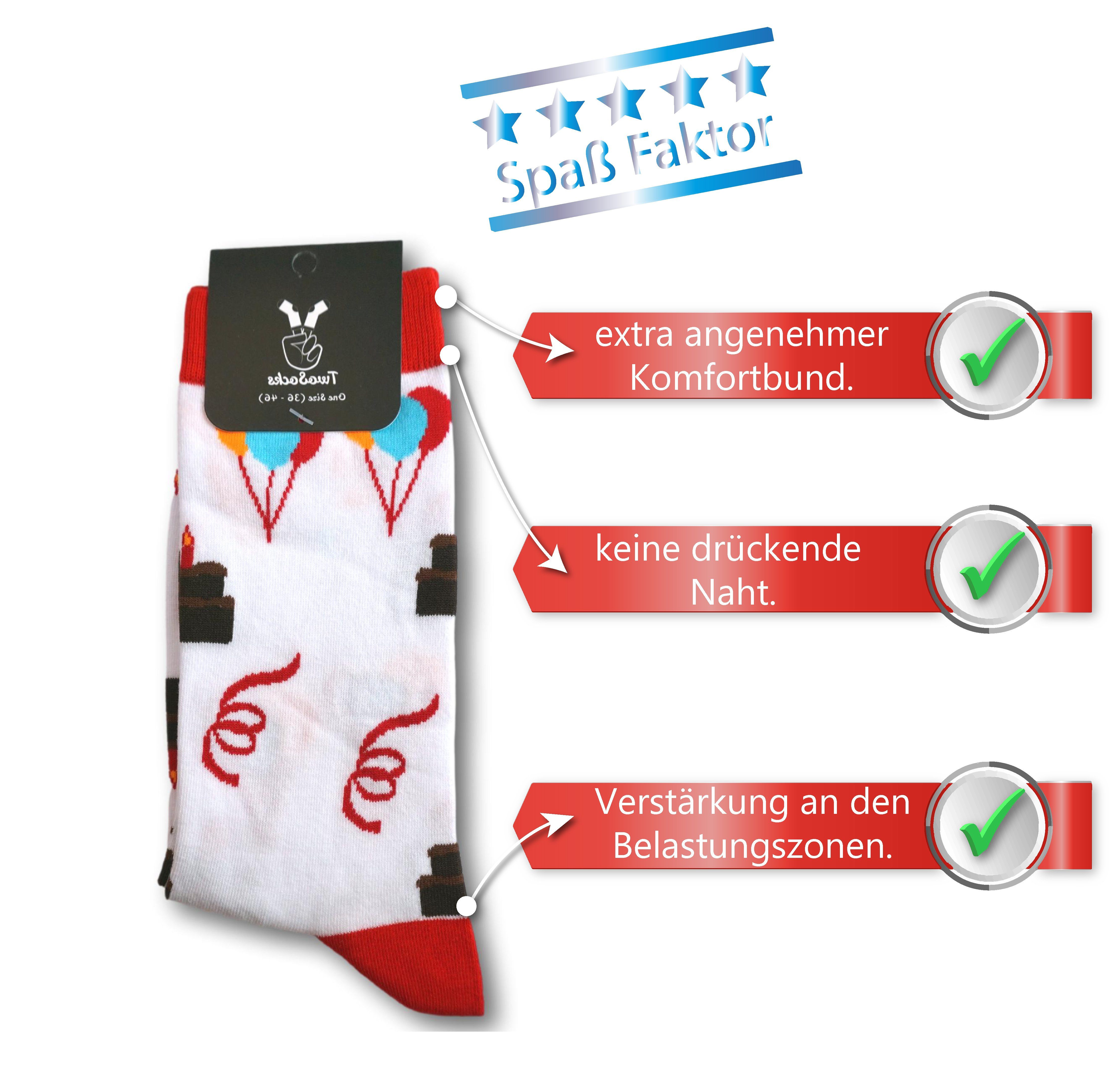 TwoSocks Freizeitsocken Party Socken lustige Socken Herren & Damen, Einheitsgröße