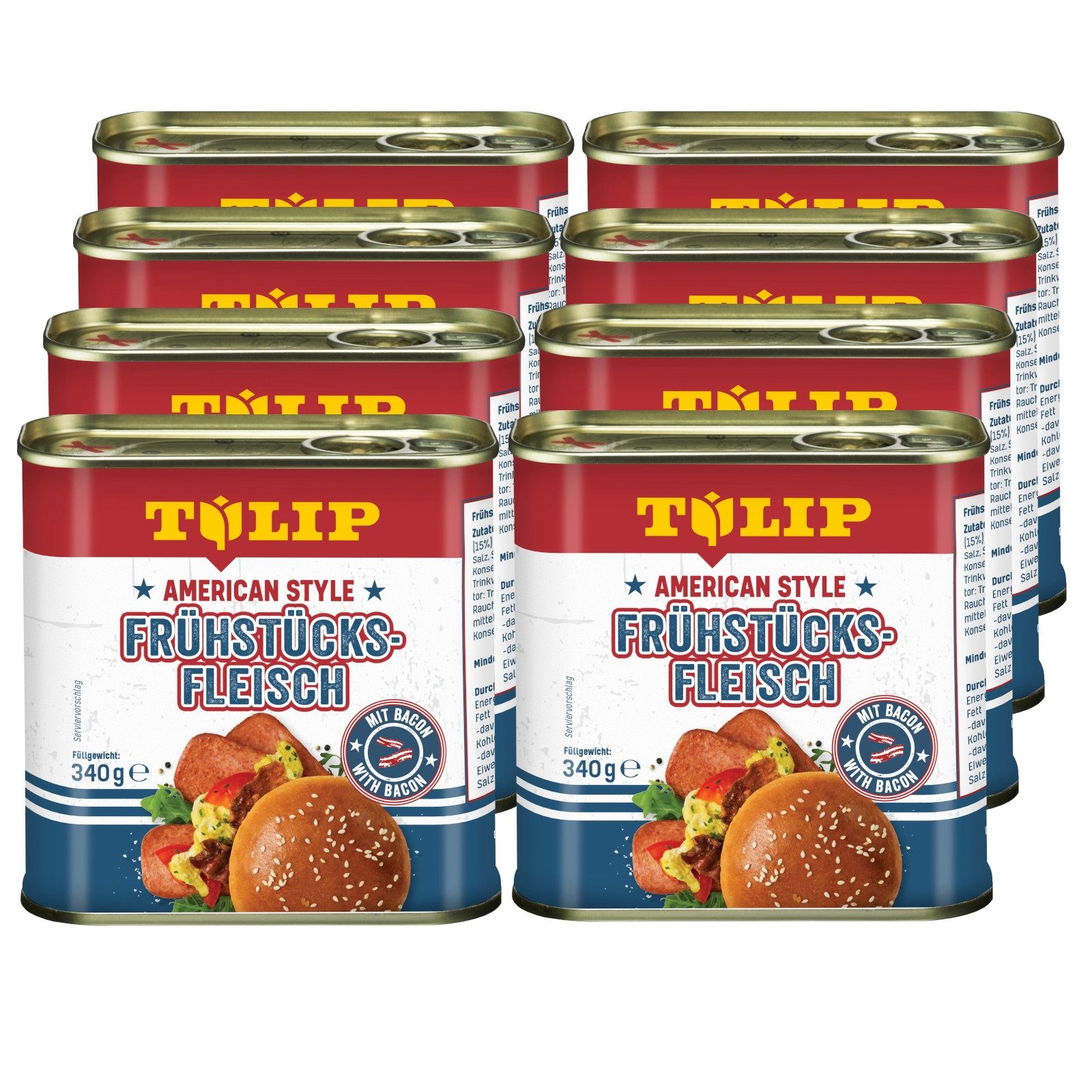 TULIP Wurstkonserve Frühstücksfleisch 340g American Style Original Dosenfleisch Konserve, 340 g, Frühstücksfleisch
