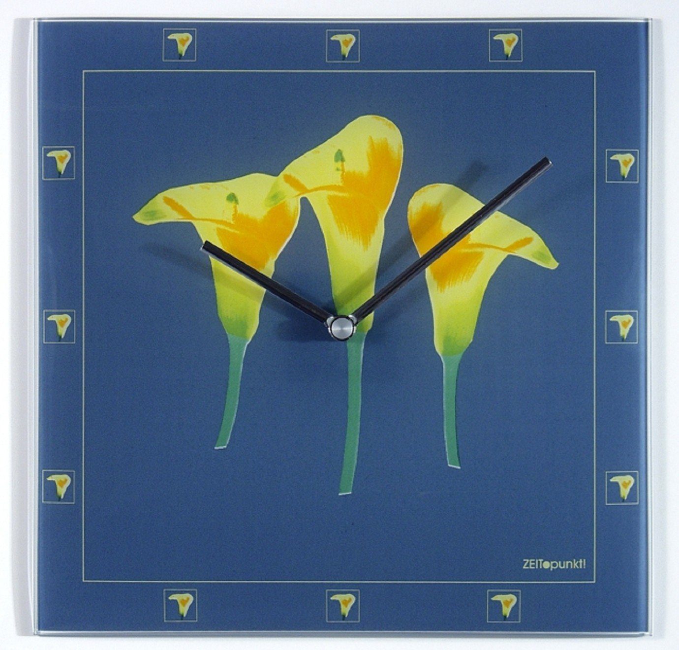 Quartz Flower" Blau Wanduhr Wanduhr in Wanduhr Küche, cm, Glas, "Trompet Beauty.Scouts 30x30