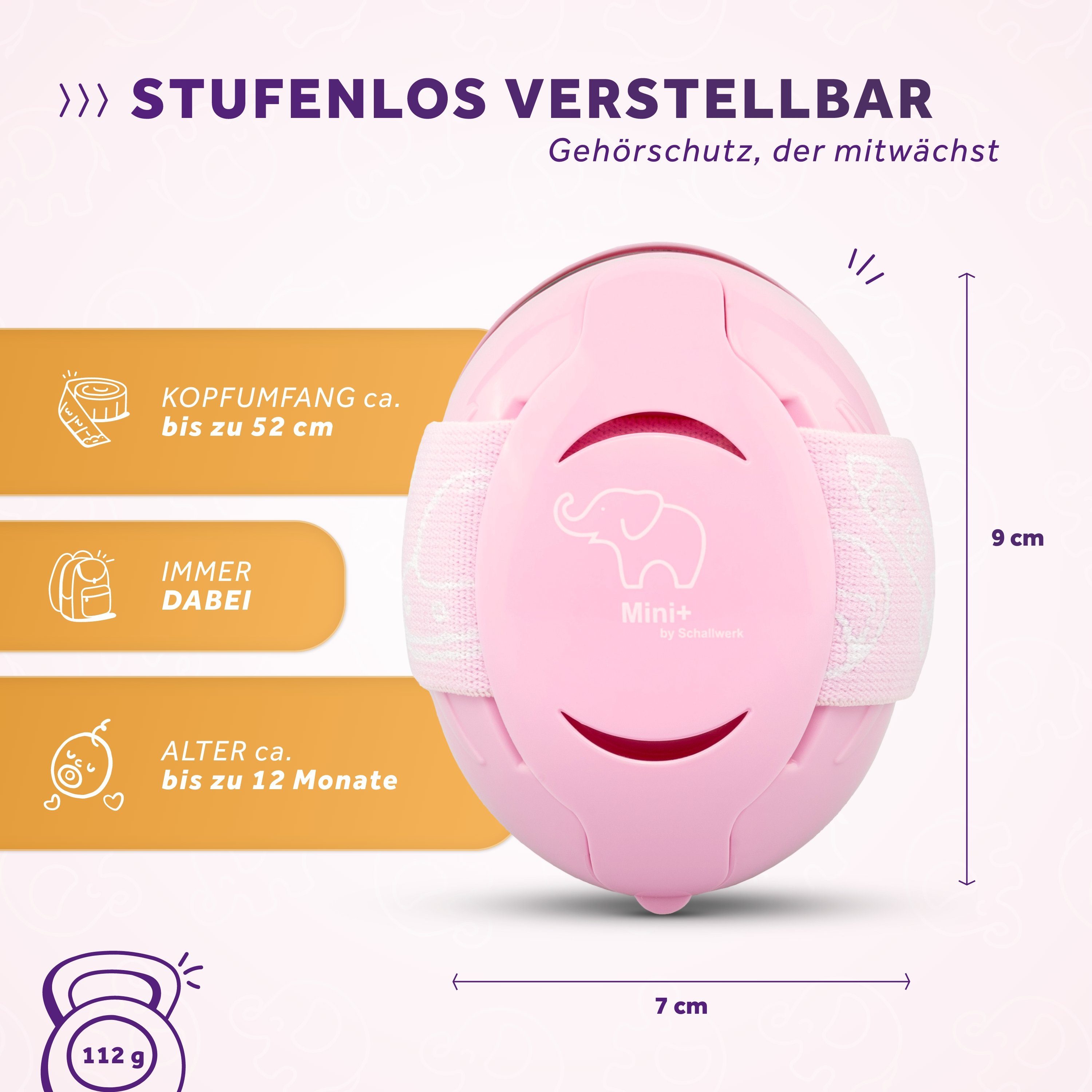 – Gehörschutz Kleinkind Schallwerk Rosa Mini+ Kapselgehörschutz Kinder Kapselgehörschutz Schallwerk® für