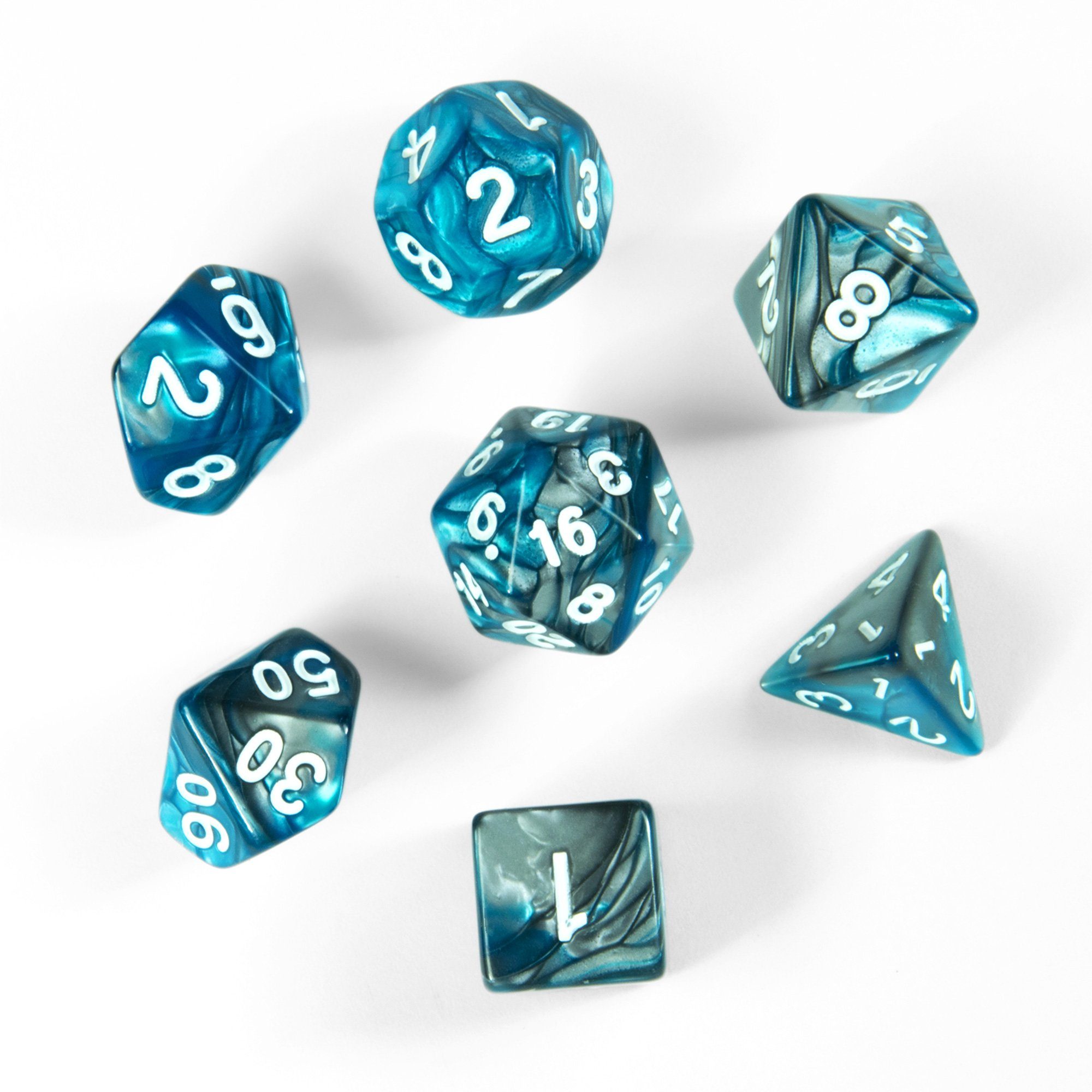 dichromatisch 7 - Spielesammlung, DND in polyedrische SHIBBY Beutel Hellblau mit Würfel